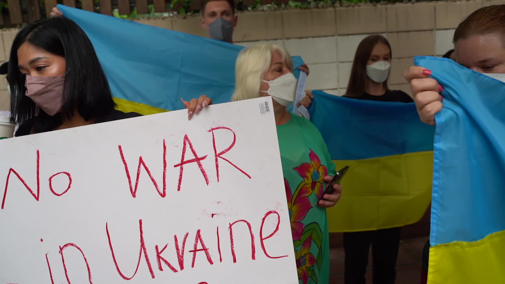 Protest in Thailand against Russia's invasion of Ukraine.