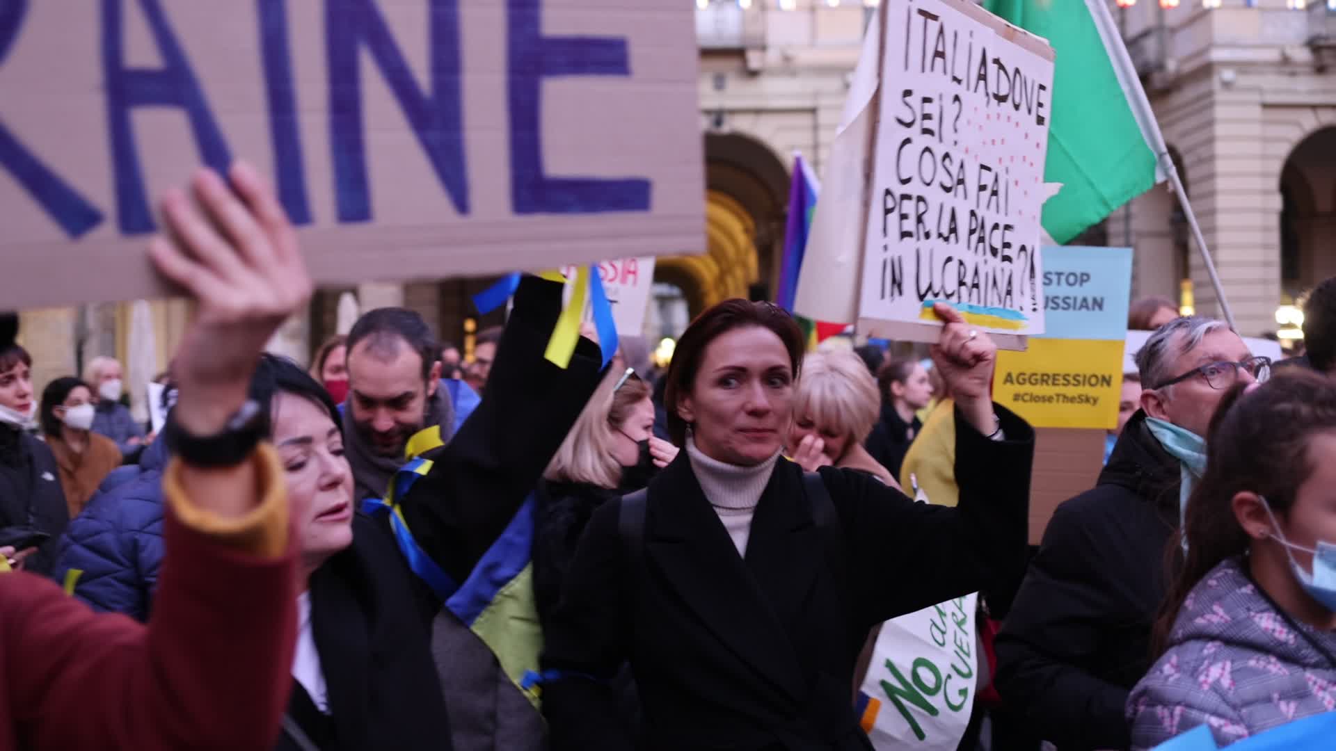 Protest in Italy rally for Ukraine after the Russian invasion.