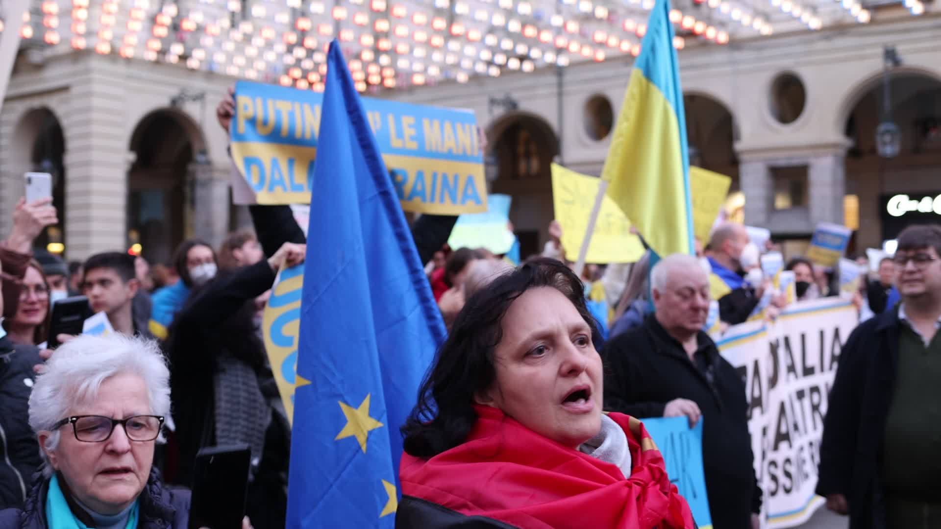 Protest in Italy rally for Ukraine after the Russian invasion.