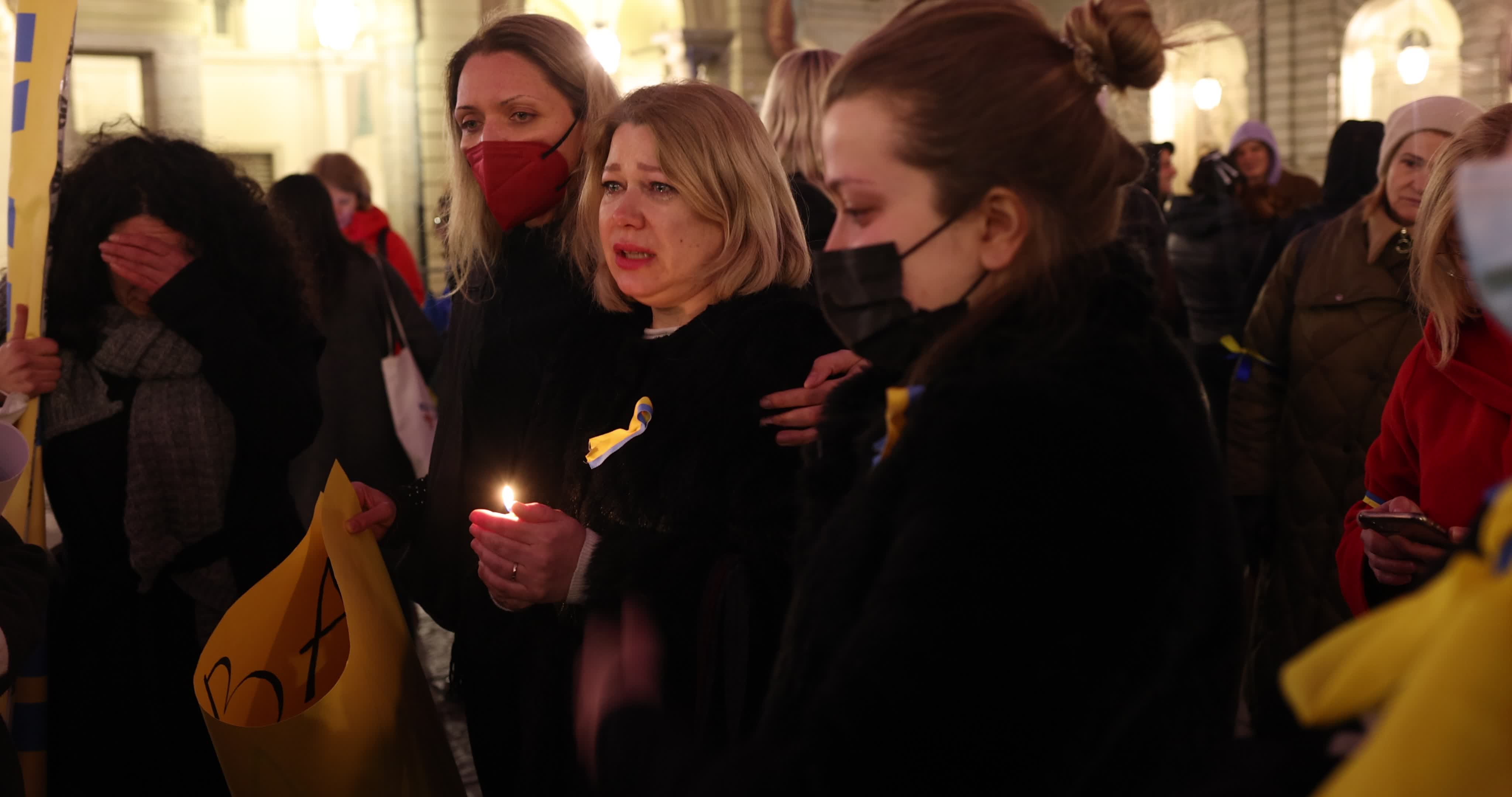 Protest in Italy rally for Ukraine after the Russian invasion.
