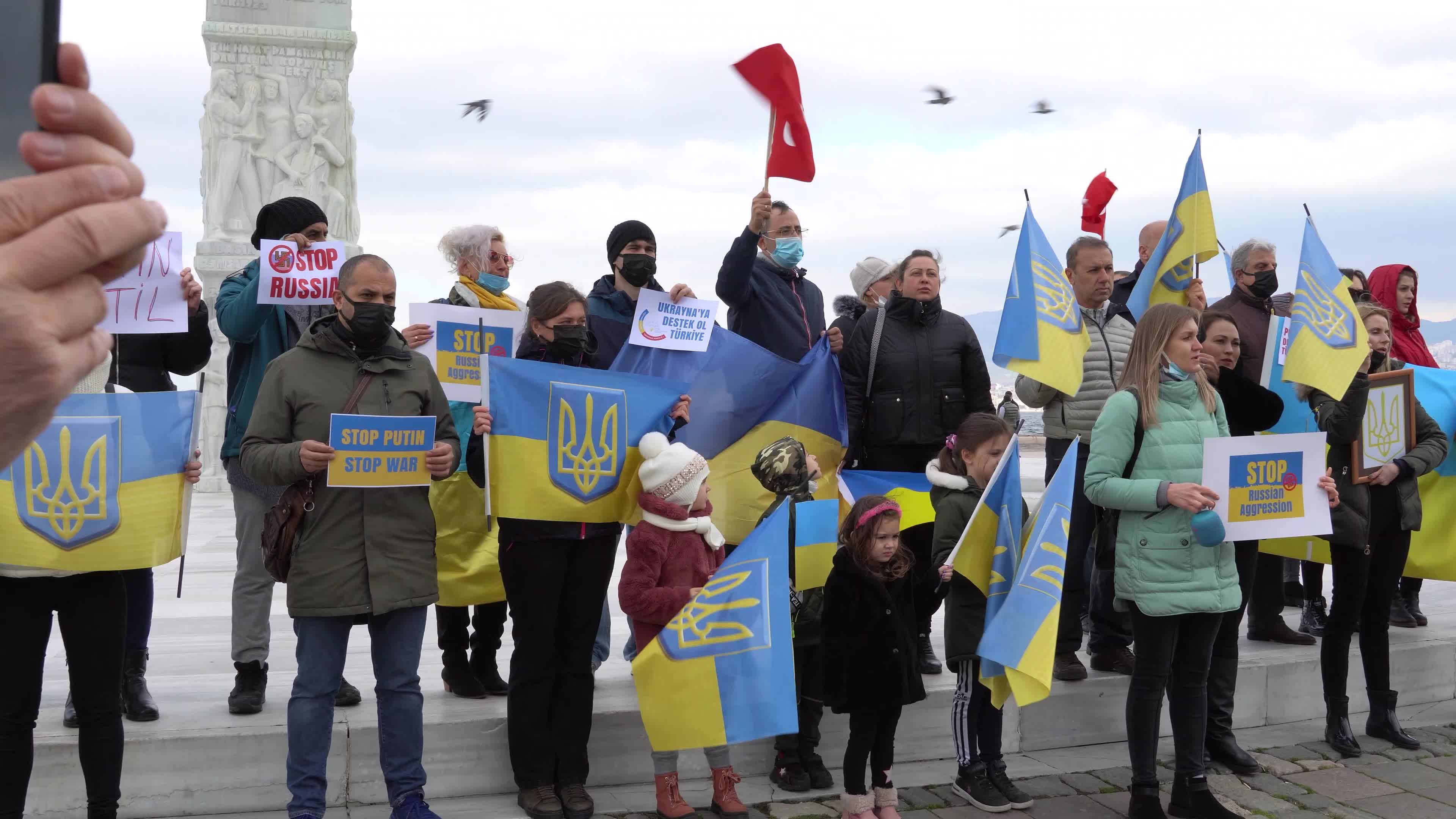 Protest of Ukrainians after Russia invades Ukraine