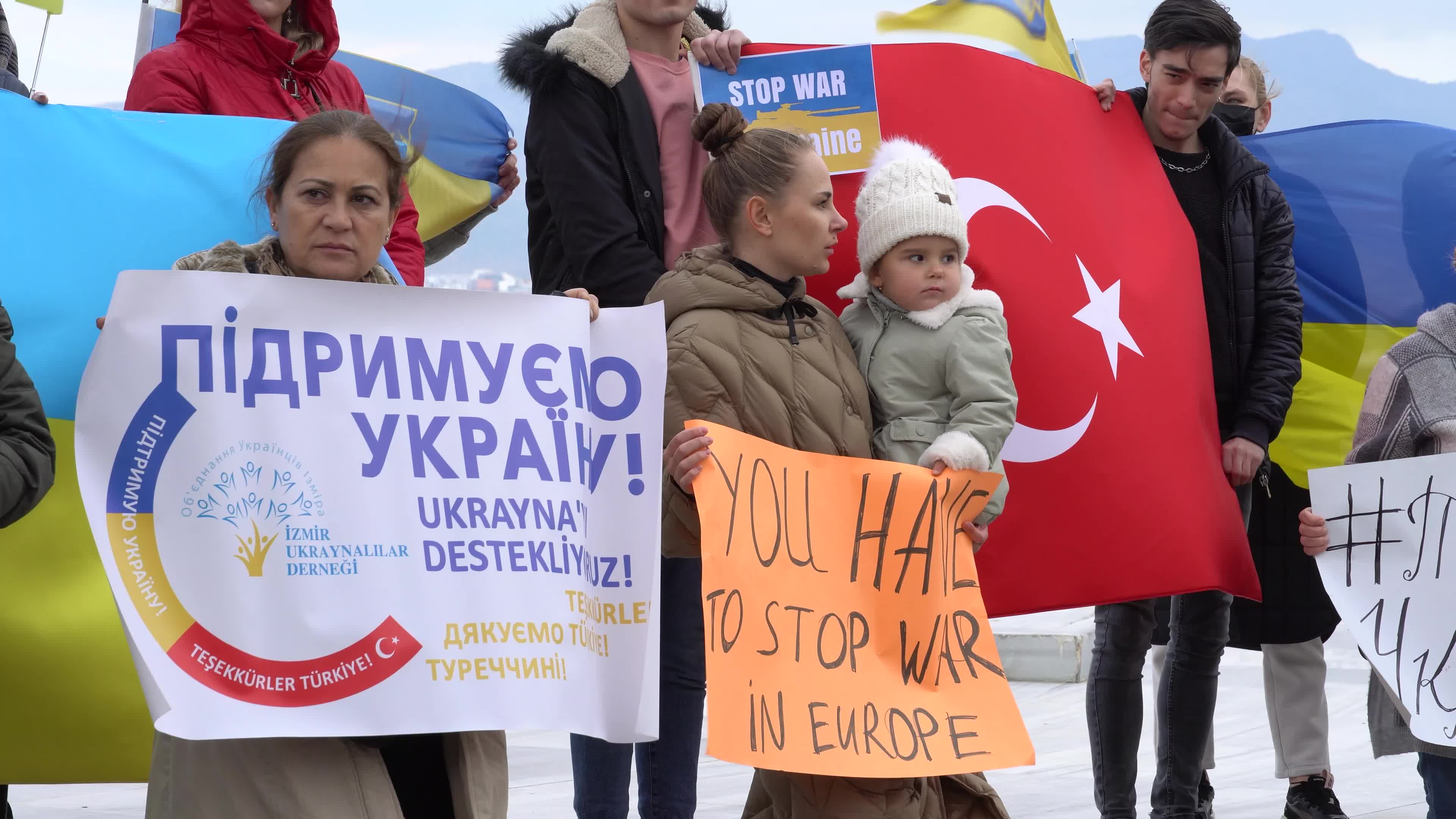 Protest of Ukrainians after Russia invades Ukraine