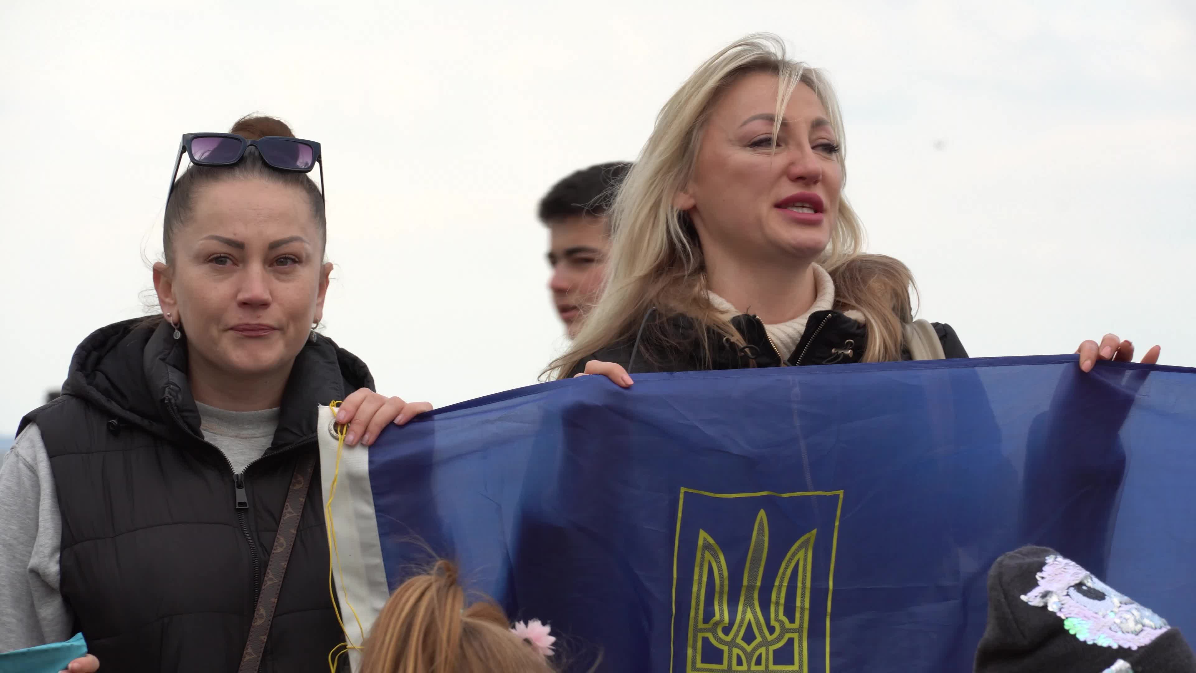 Protest of Ukrainians after Russia invades Ukraine
