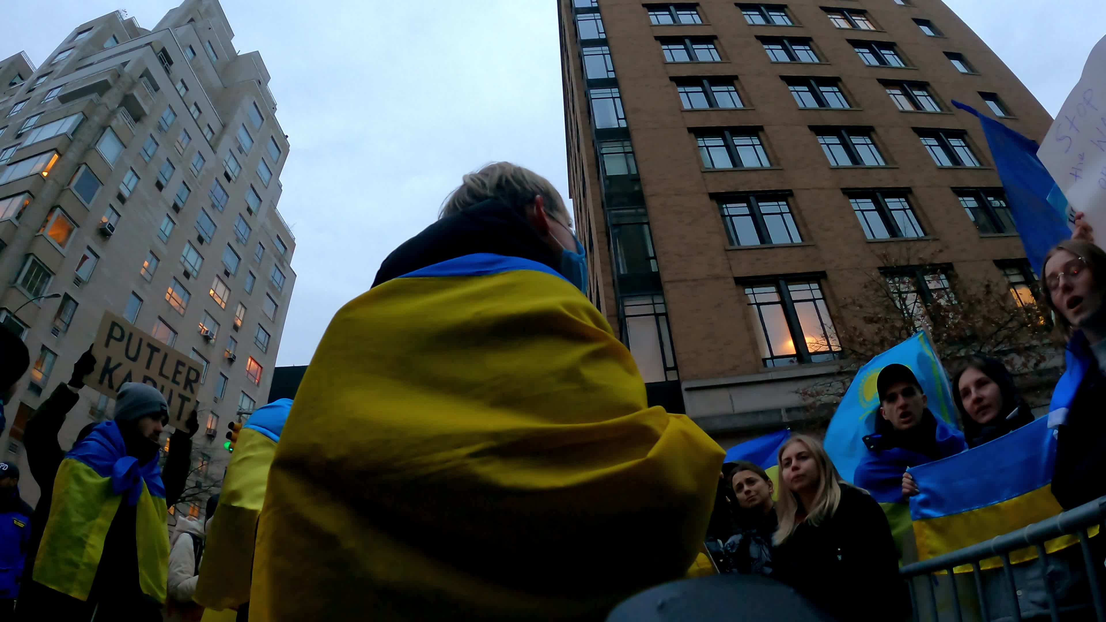Protest Against Russian Invasion Of Ukraine In NYC