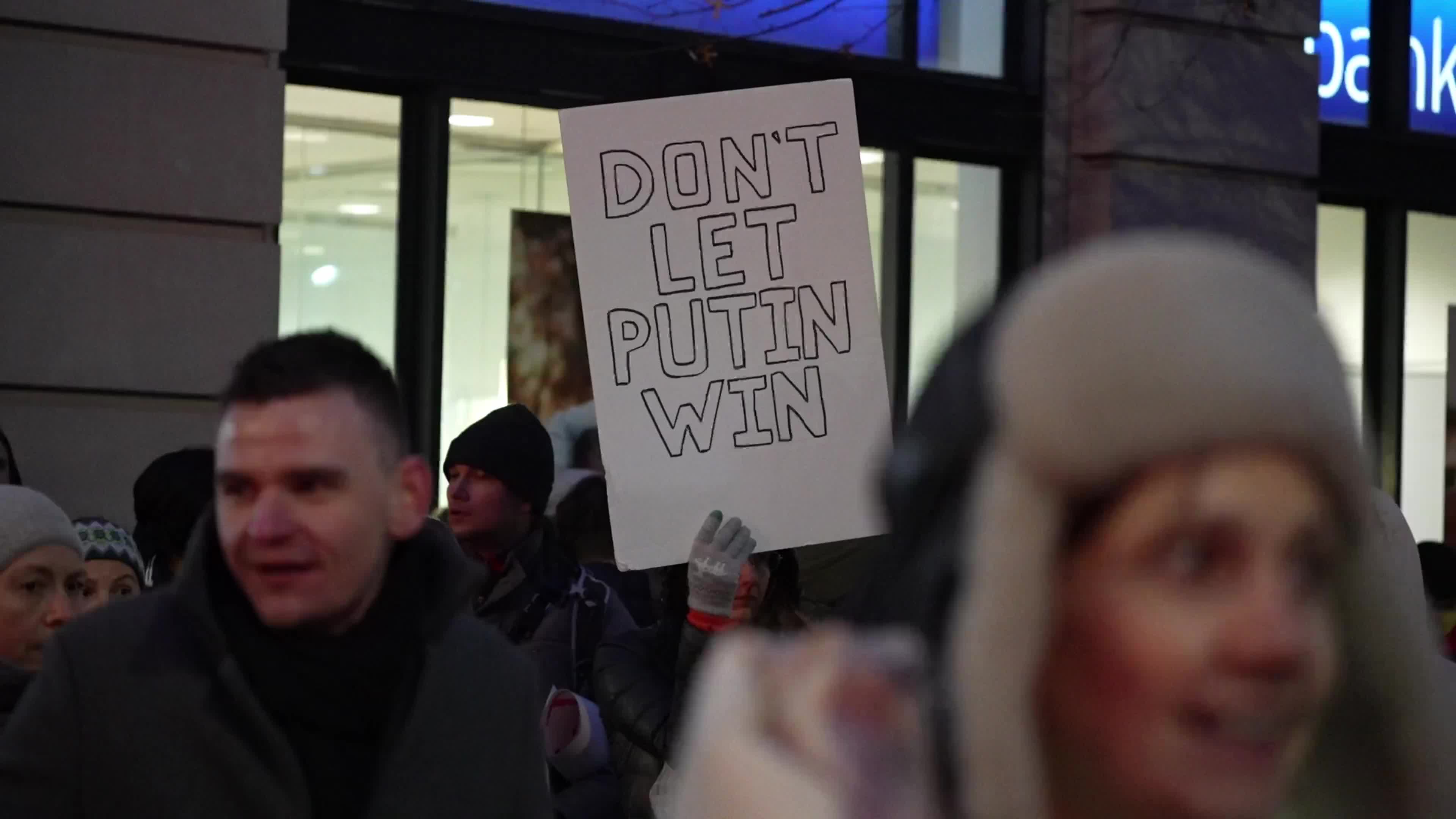 Protest Against Russian Invasion Of Ukraine In NYC