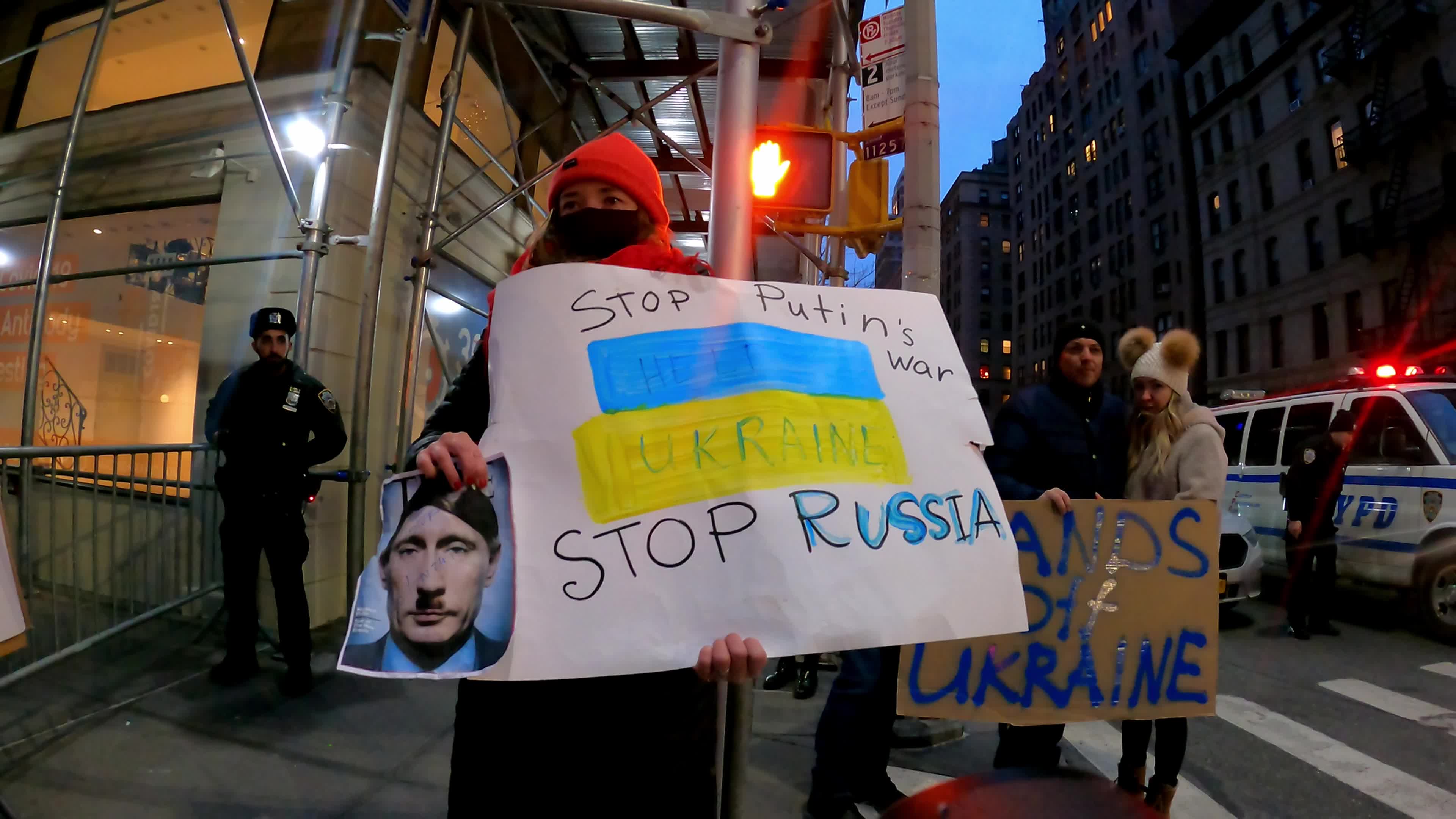 Protest Against Russian Invasion Of Ukraine In NYC