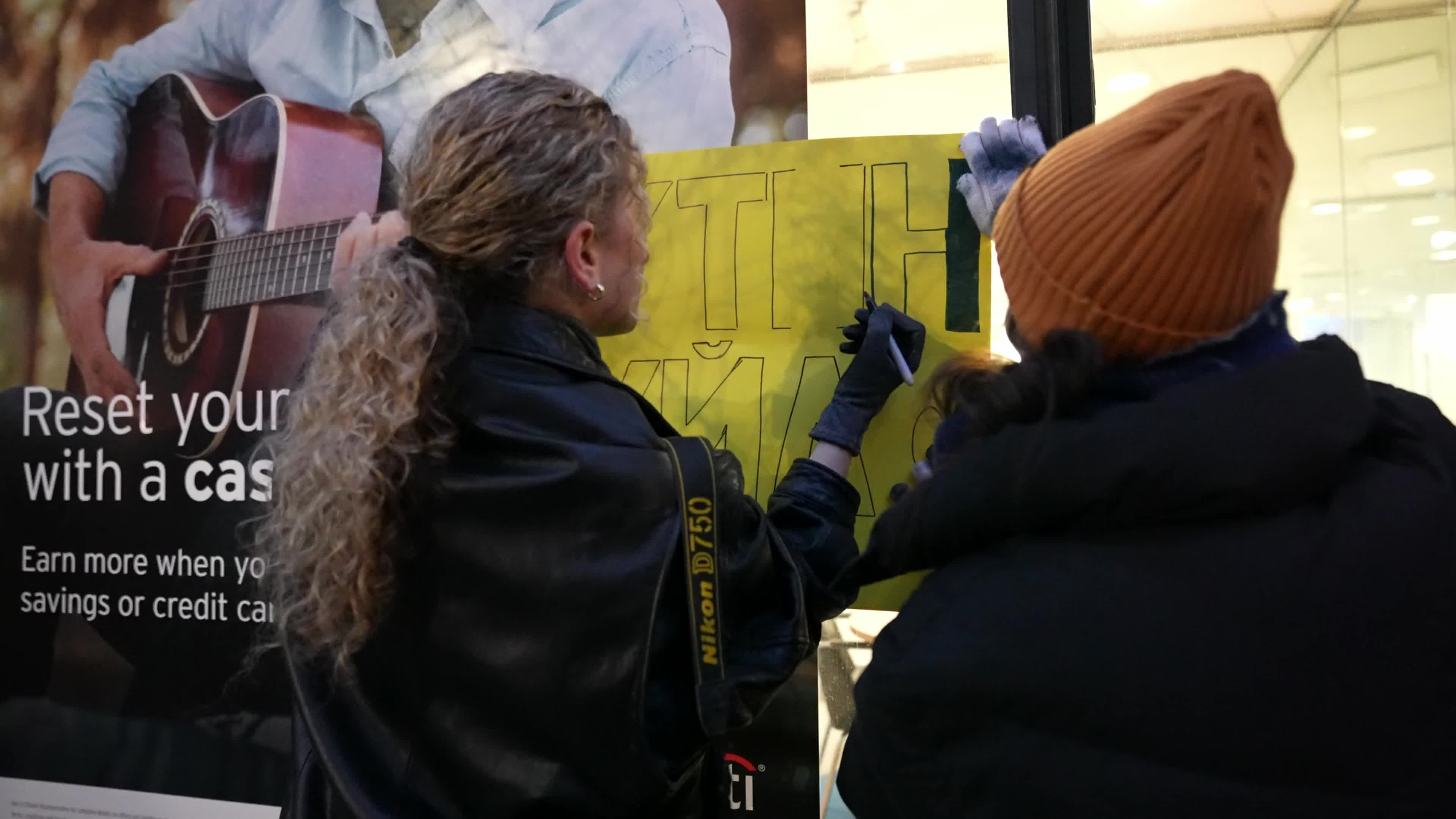 Protest Against Russian Invasion Of Ukraine In NYC