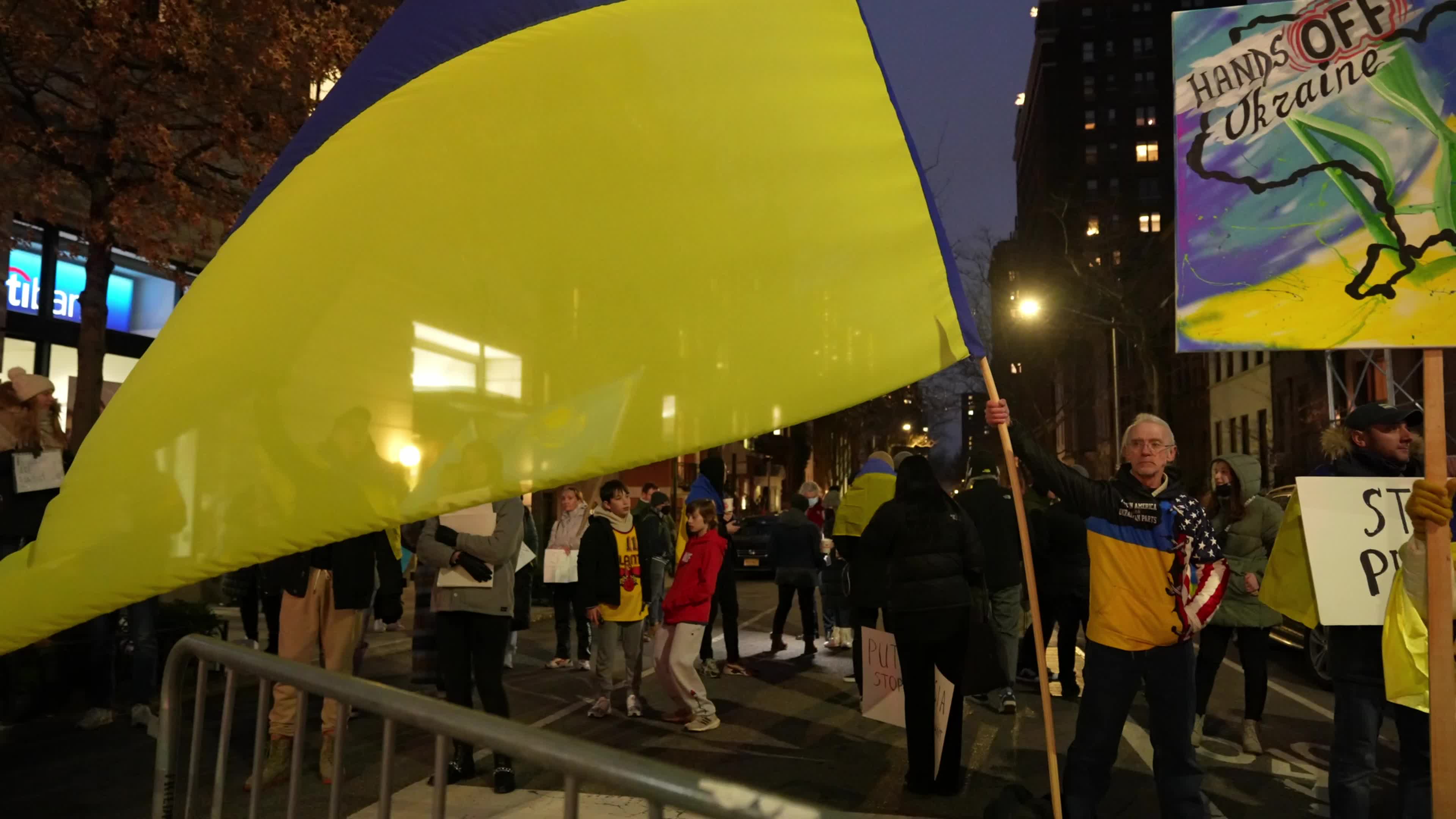 Protest Against Russian Invasion Of Ukraine In NYC