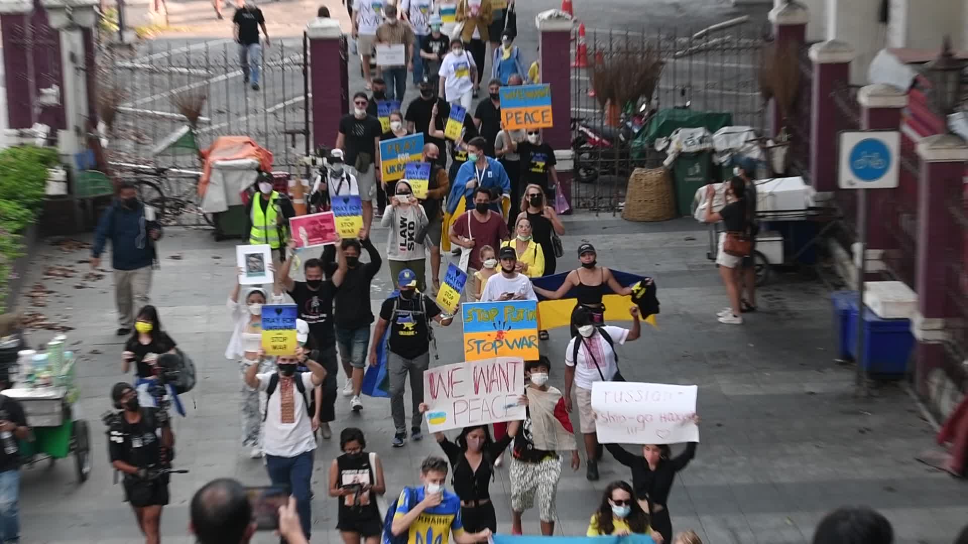 Protest Against Russia Invasion Of Ukraine In Bangkok