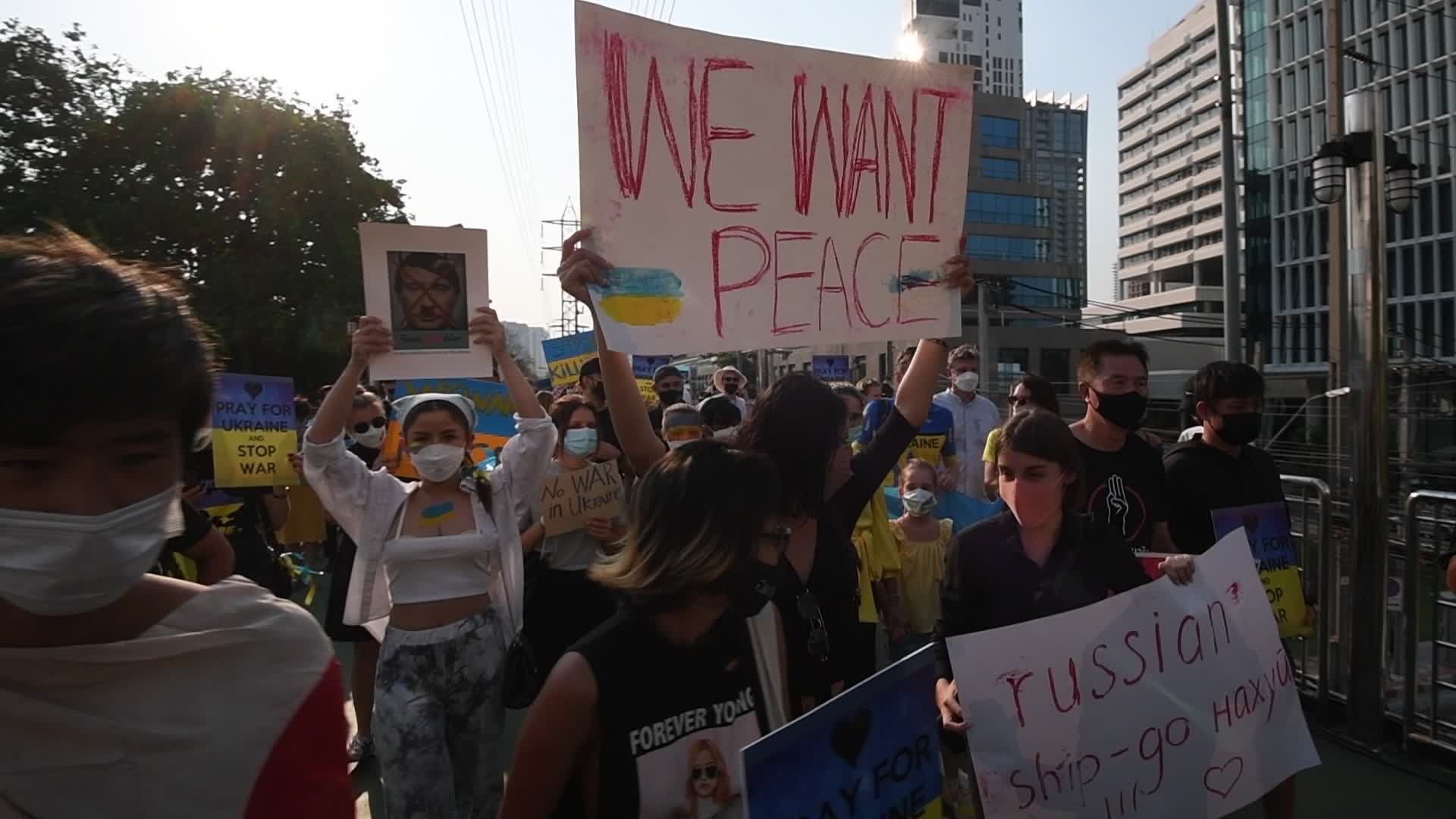 Protest Against Russia Invasion Of Ukraine In Bangkok