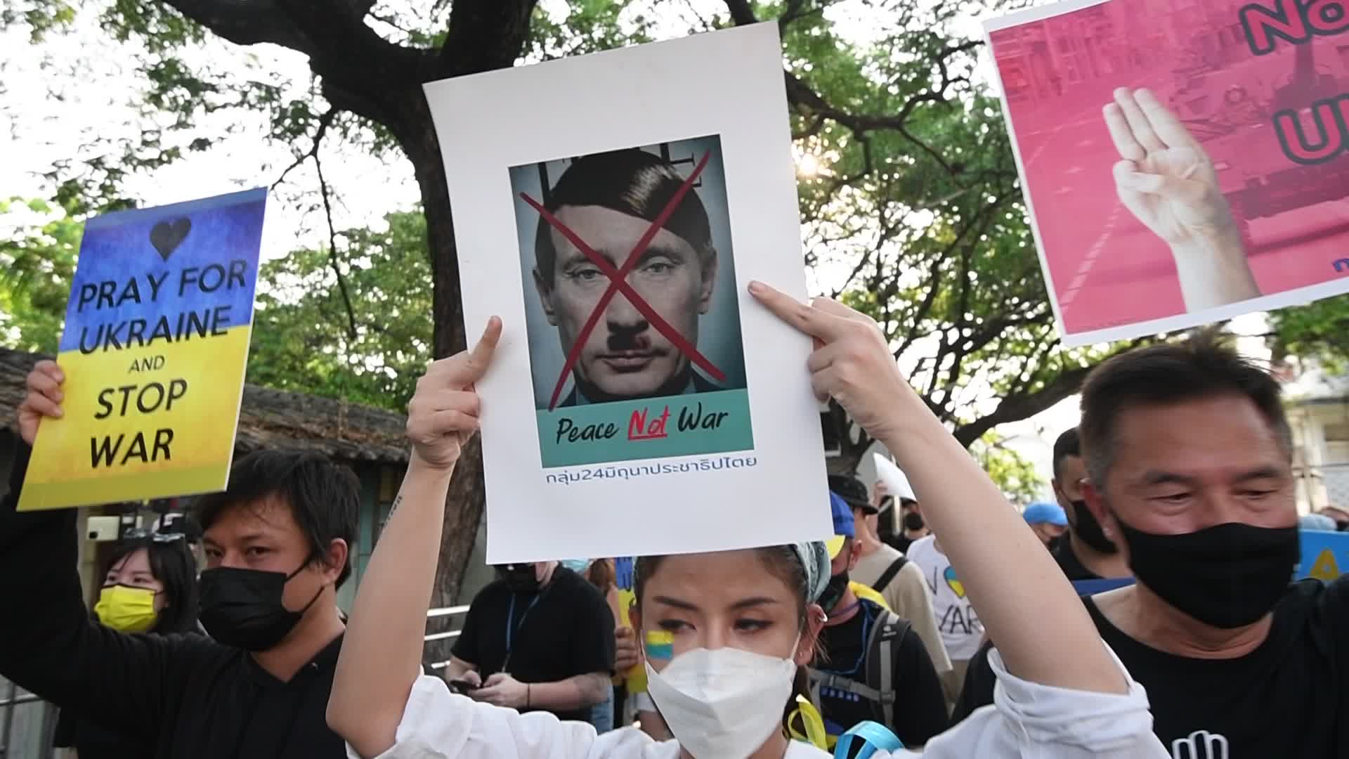 Protest Against Russia Invasion Of Ukraine In Bangkok