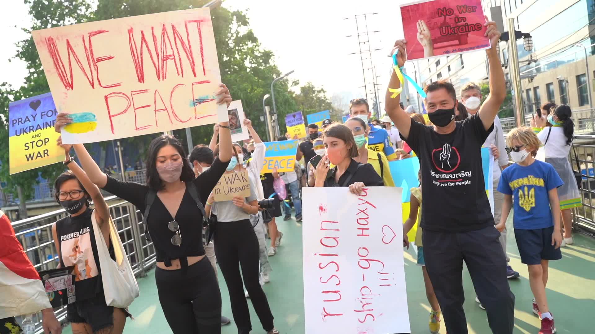 Protest Against Russia's invasion of Ukraine in Bangkok