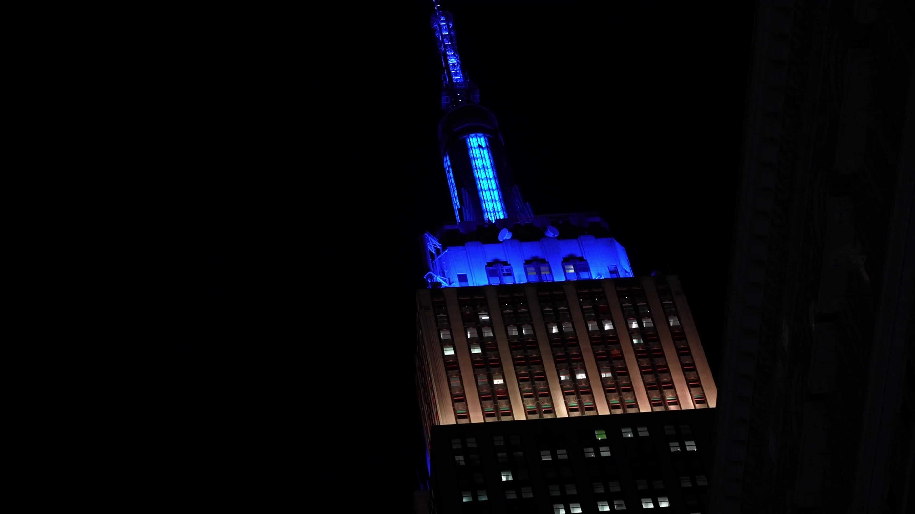 Empire State Building Lit Blue and Yellow in Support Of Ukraine