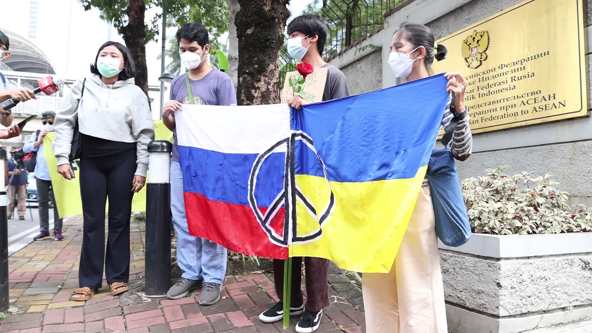 Indonesian Residents and Ukrainian Citizens Join Anti-War Protest In Jakarta