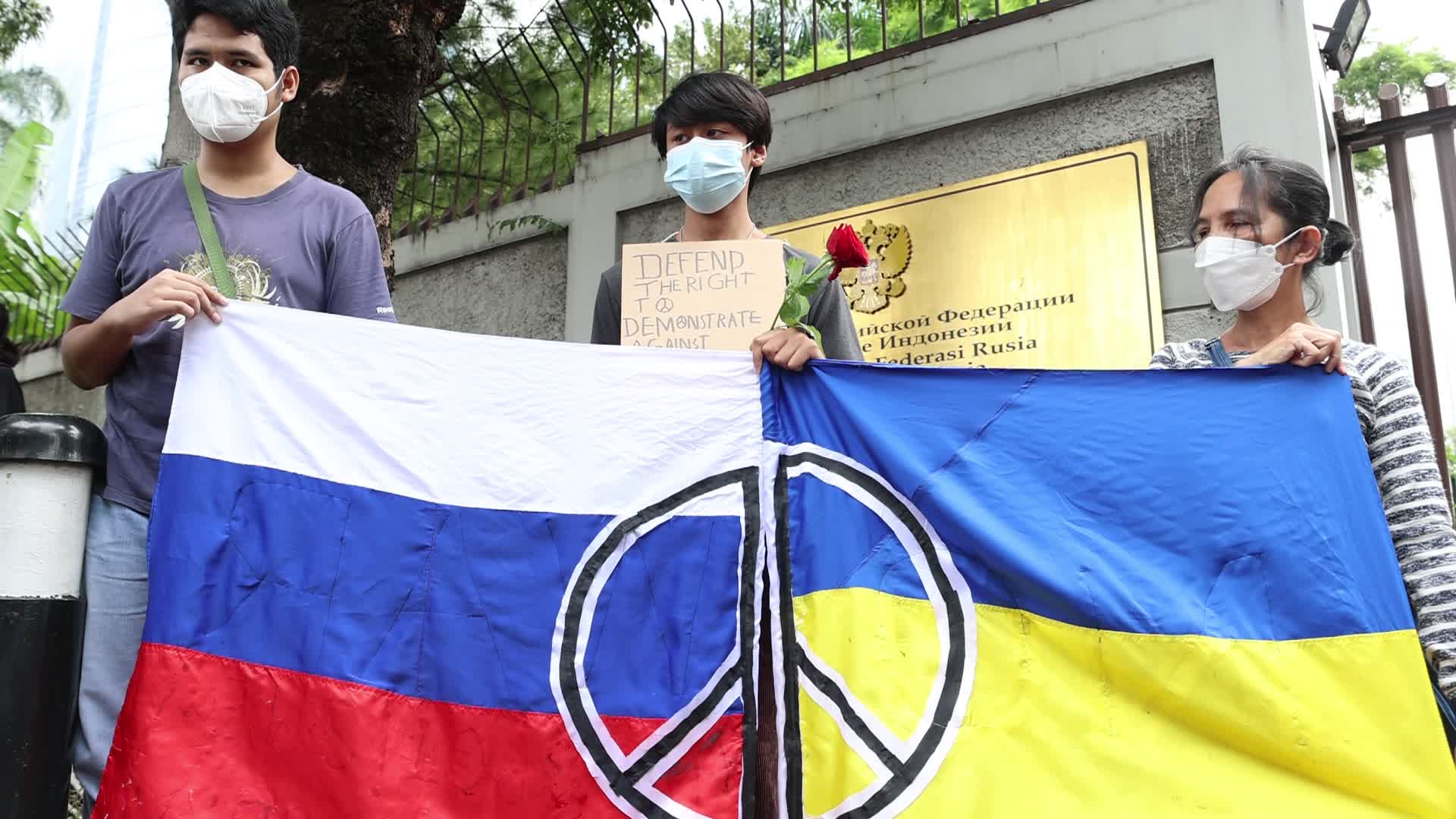 Indonesian Residents and Ukrainian Citizens Join Anti-War Protest In Jakarta