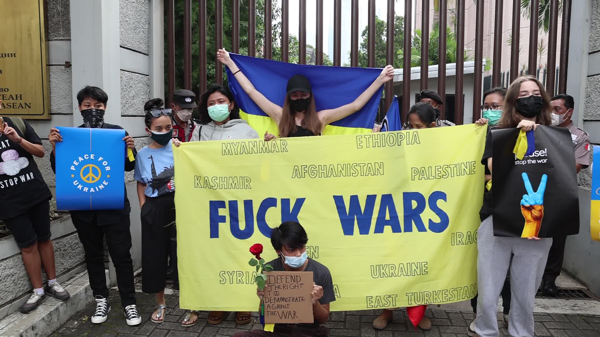 Indonesian Residents and Ukrainian Citizens Join Anti-War Protest In Jakarta