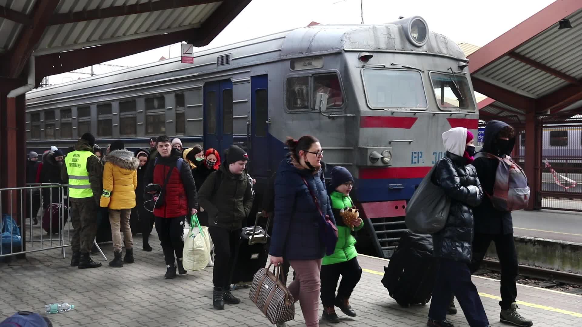 People Fleeing Ukraine Arrive At The Train Station In Poland