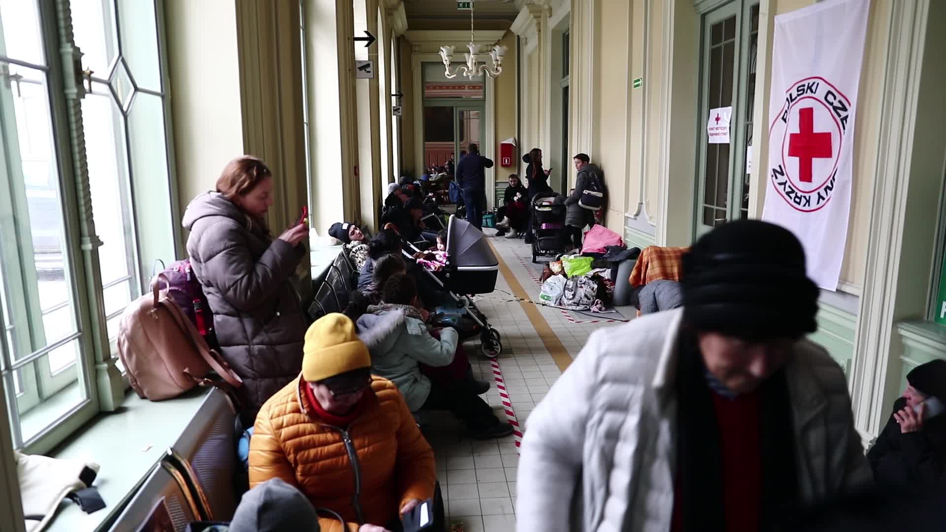 People Fleeing Ukraine Arrive At The Train Station In Poland