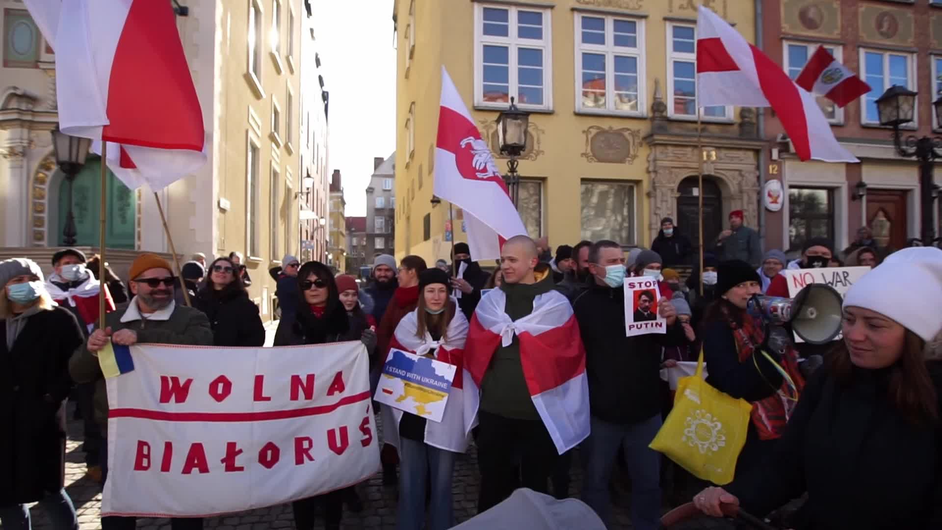 Belarusians Protest Against Ukraine War In Gdansk, Poland