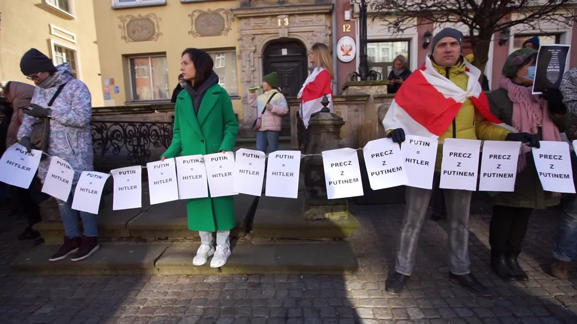Belarusians Protest Against Ukraine War In Gdansk, Poland