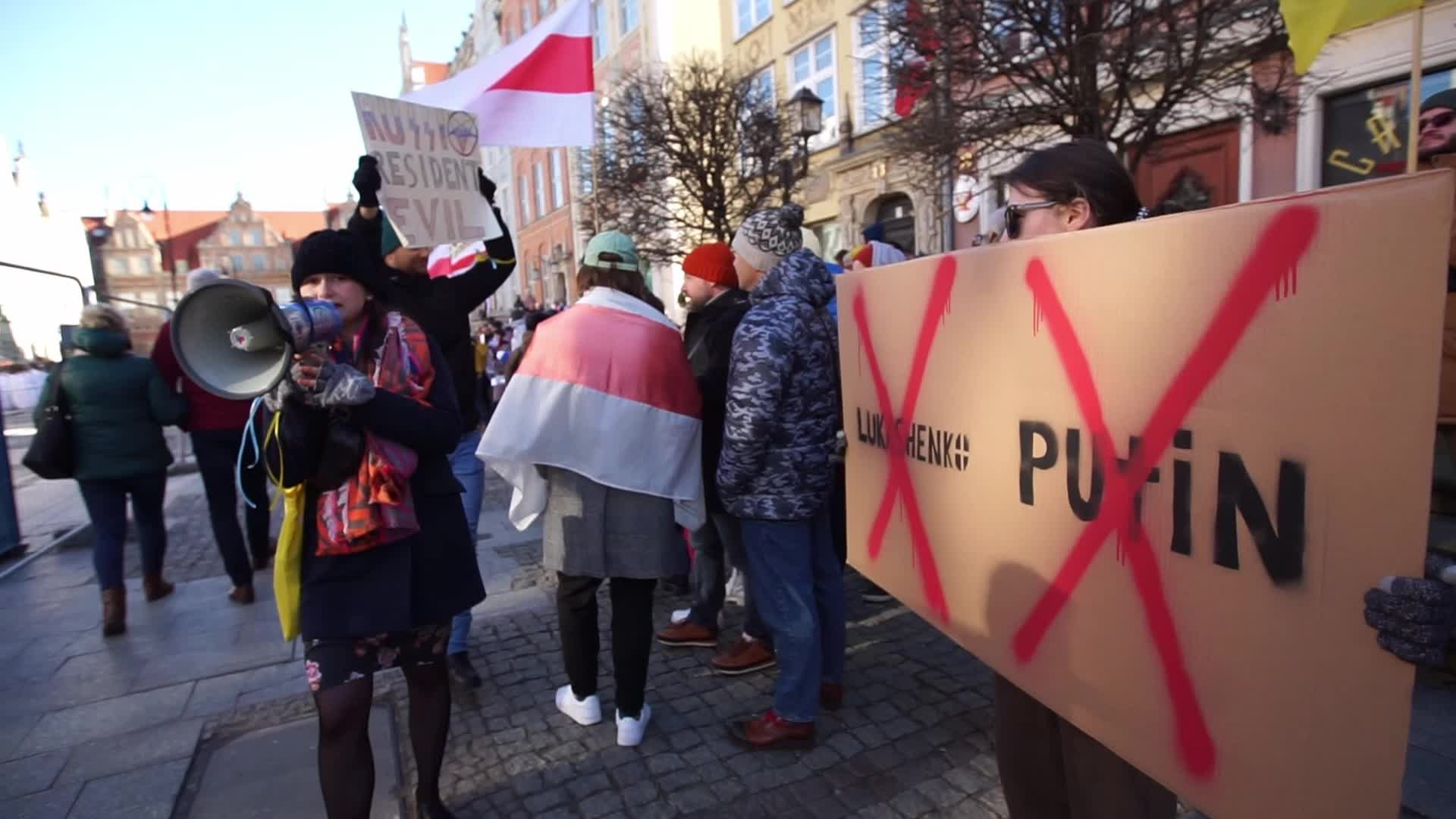 Belarusians Protest Against Ukraine War In Gdansk, Poland