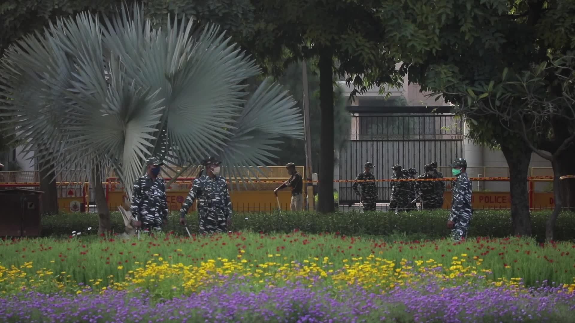 Security outside Russian embassy in New Delhi, India