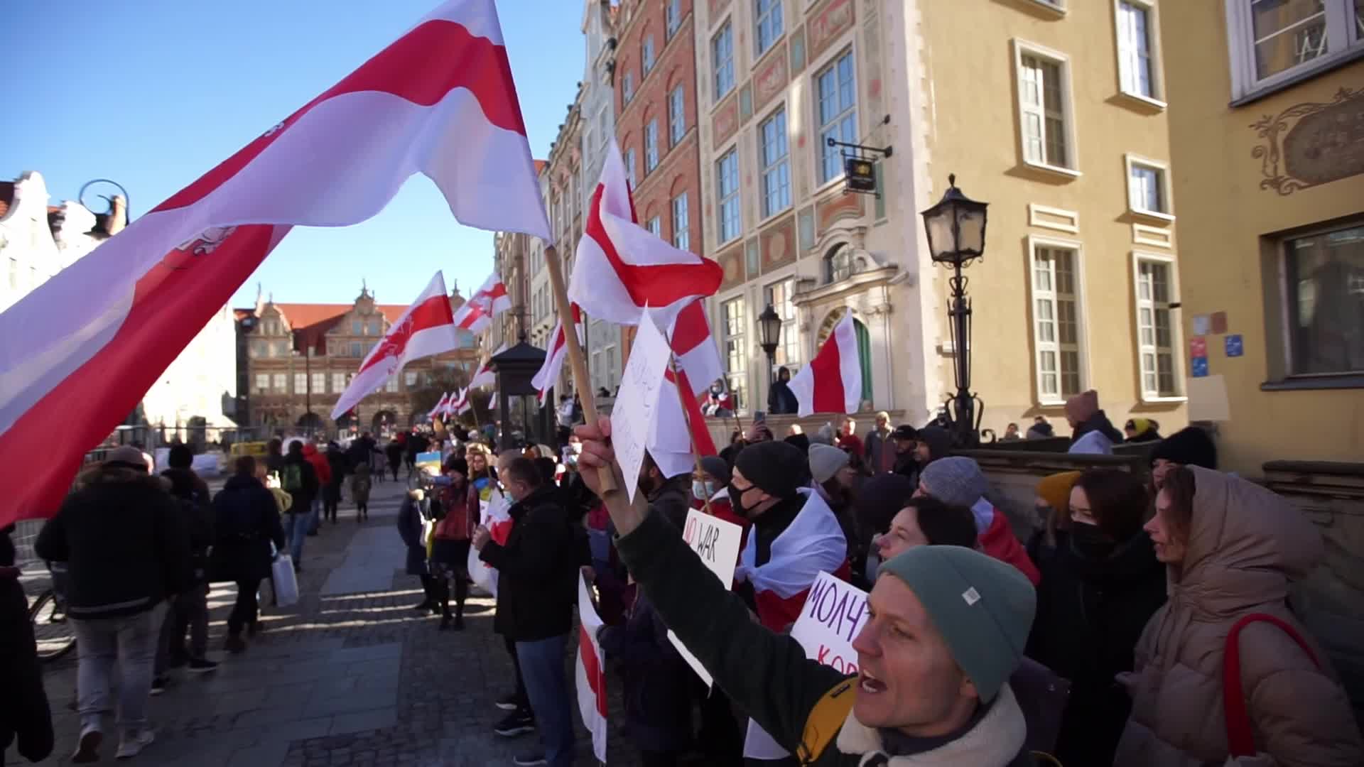 Belarusians Protest Against Ukraine War In Gdansk, Poland