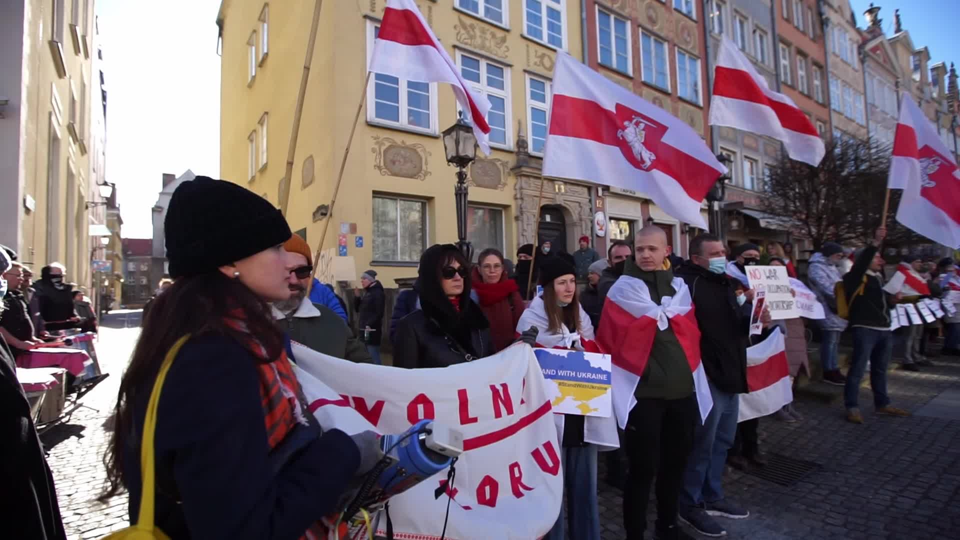 Belarusians Protest Against Ukraine War In Gdansk, Poland