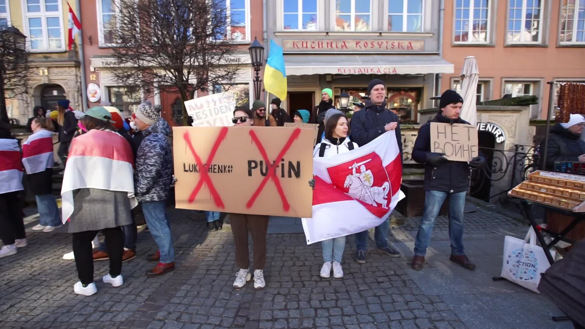Belarusians Protest Against Ukraine War In Gdansk, Poland
