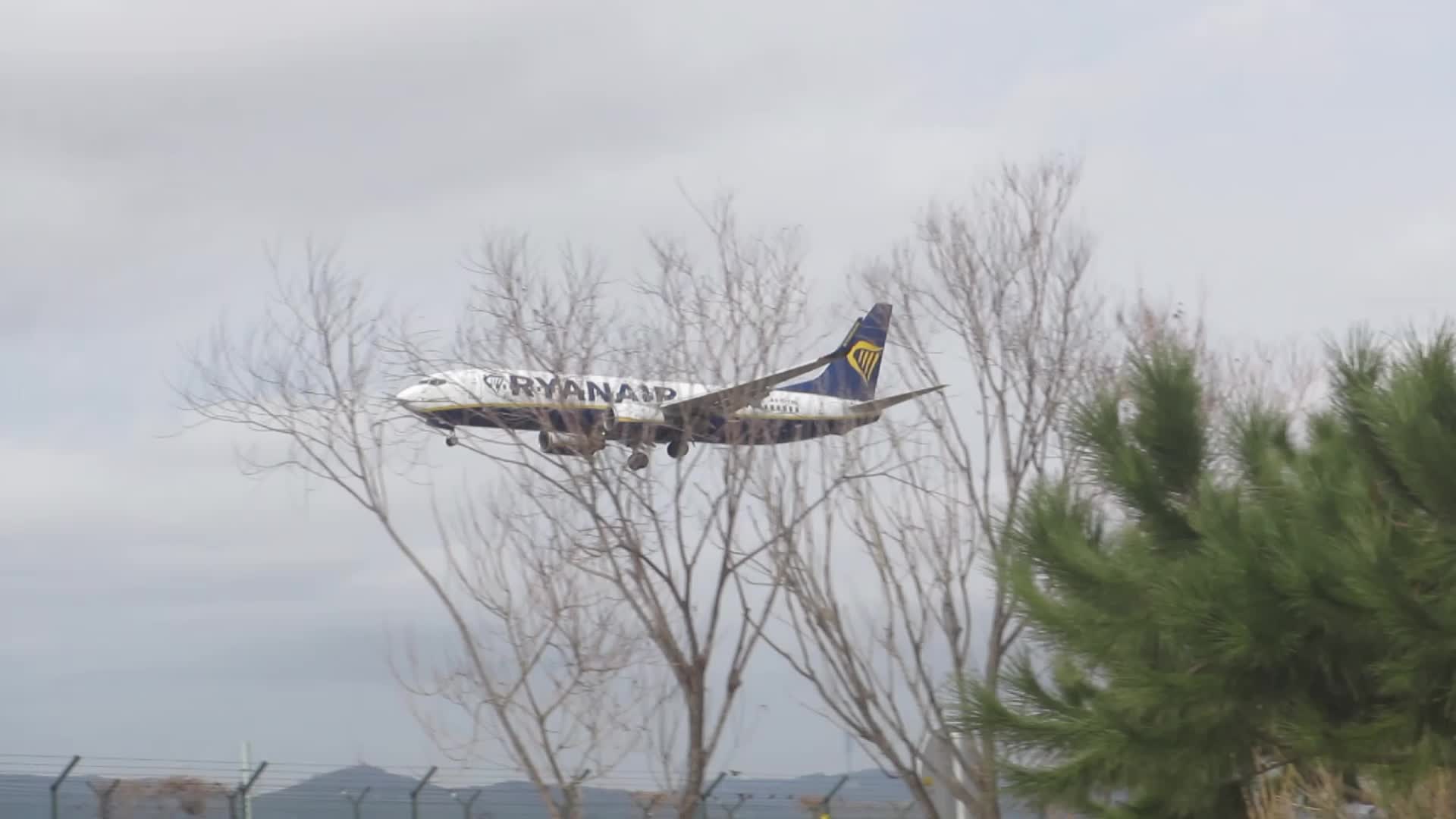 Aircraft landing at Barcelona airport