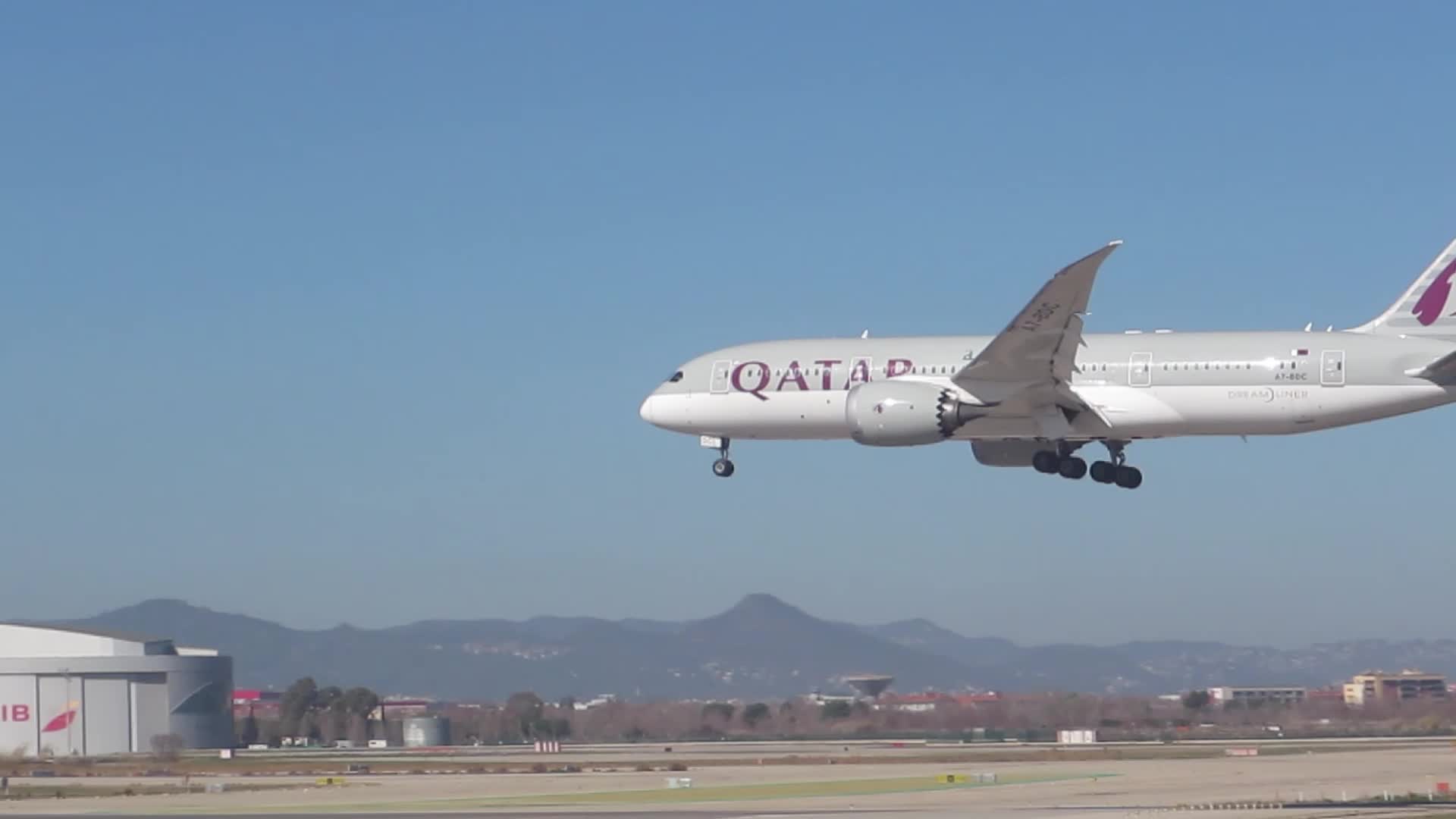 Aircraft landing at Barcelona airport