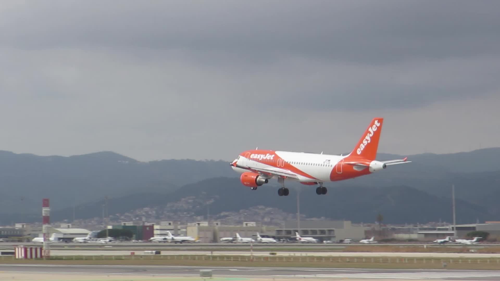 Aircraft landing at Barcelona airport