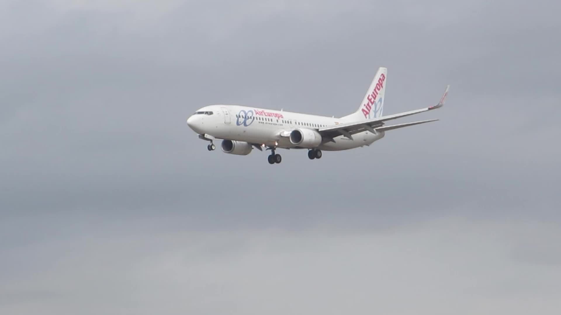 Aircraft landing at Barcelona airport