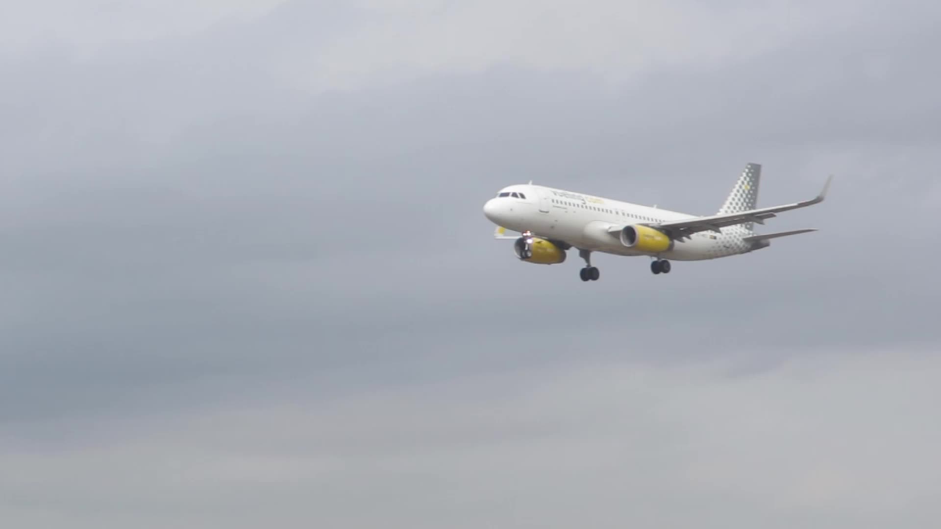 Aircraft landing at Barcelona airport
