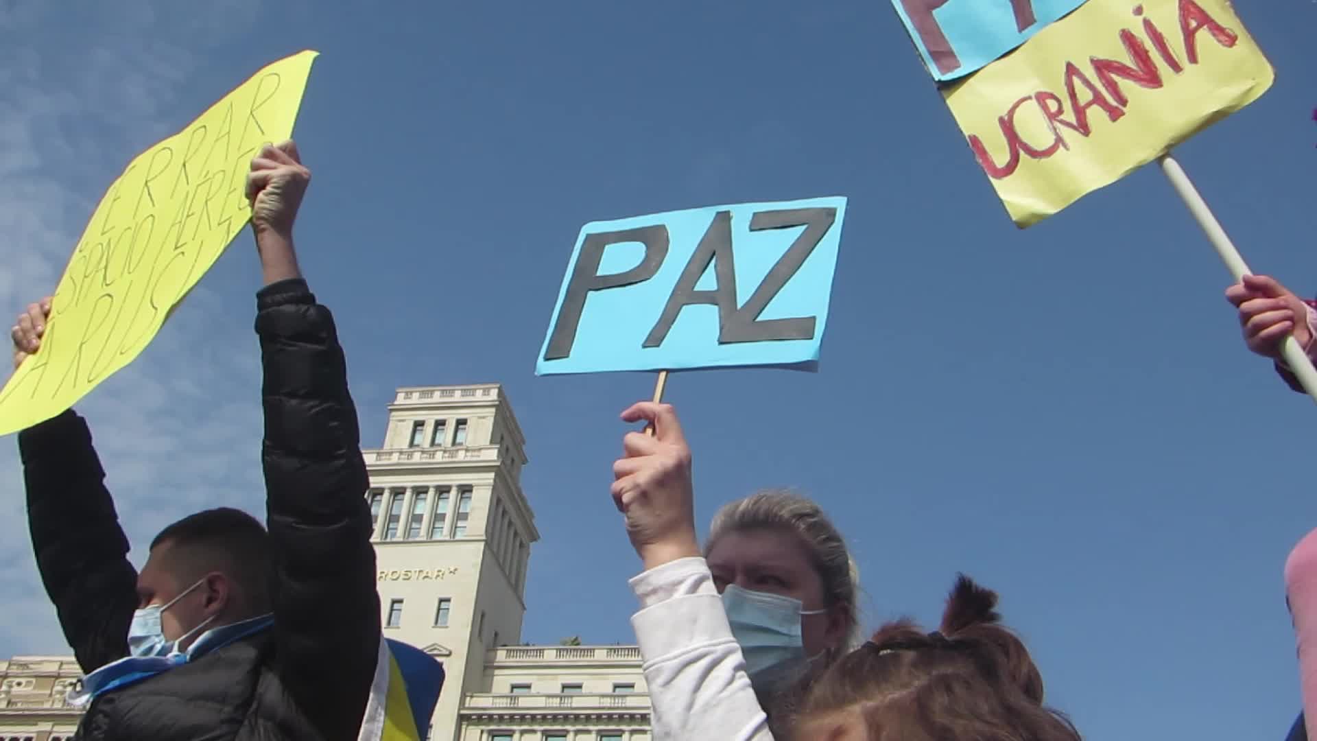Demonstration in Barcelona against the war in Ukraine