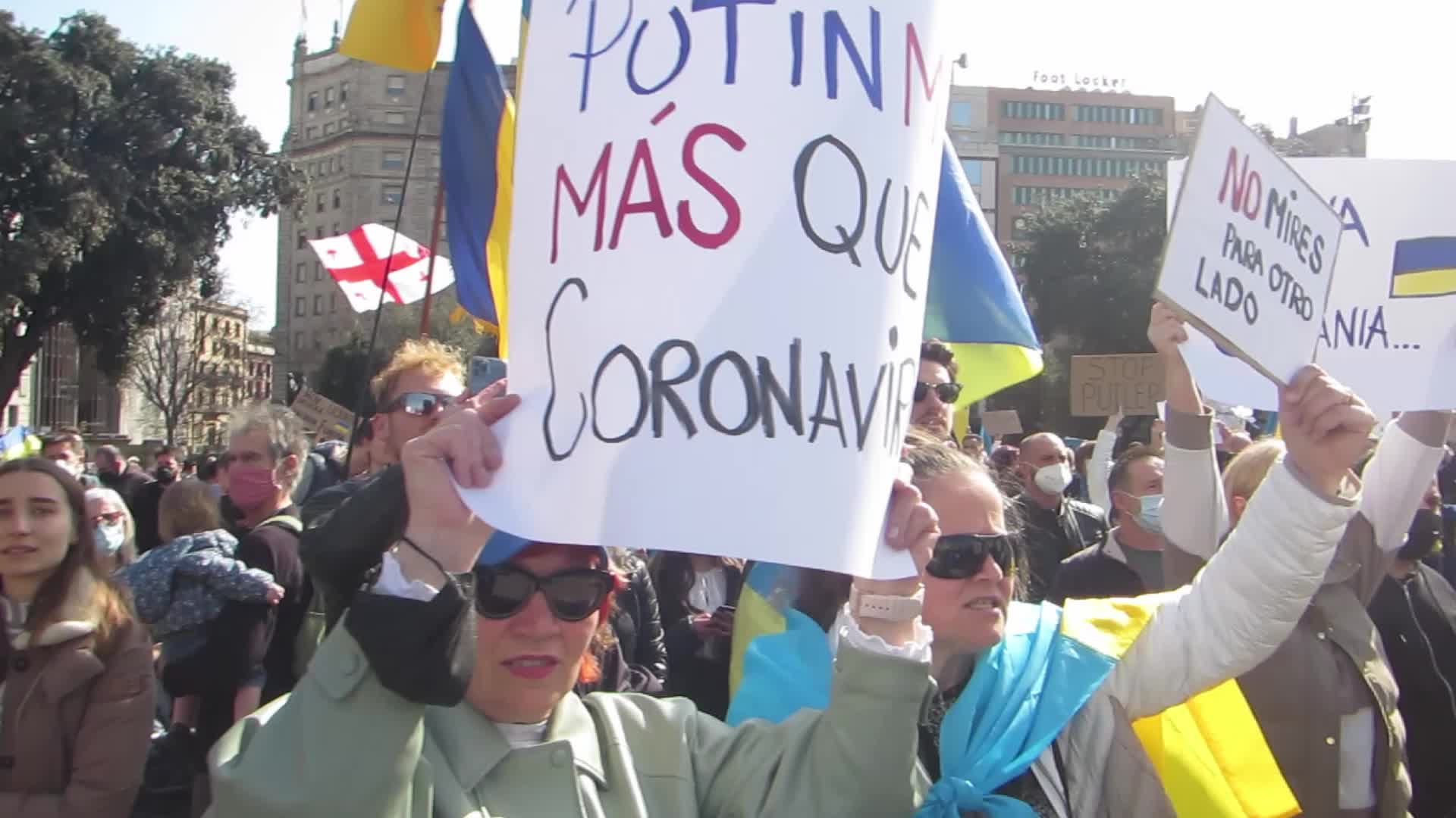 Demonstration in Barcelona against the war in Ukraine