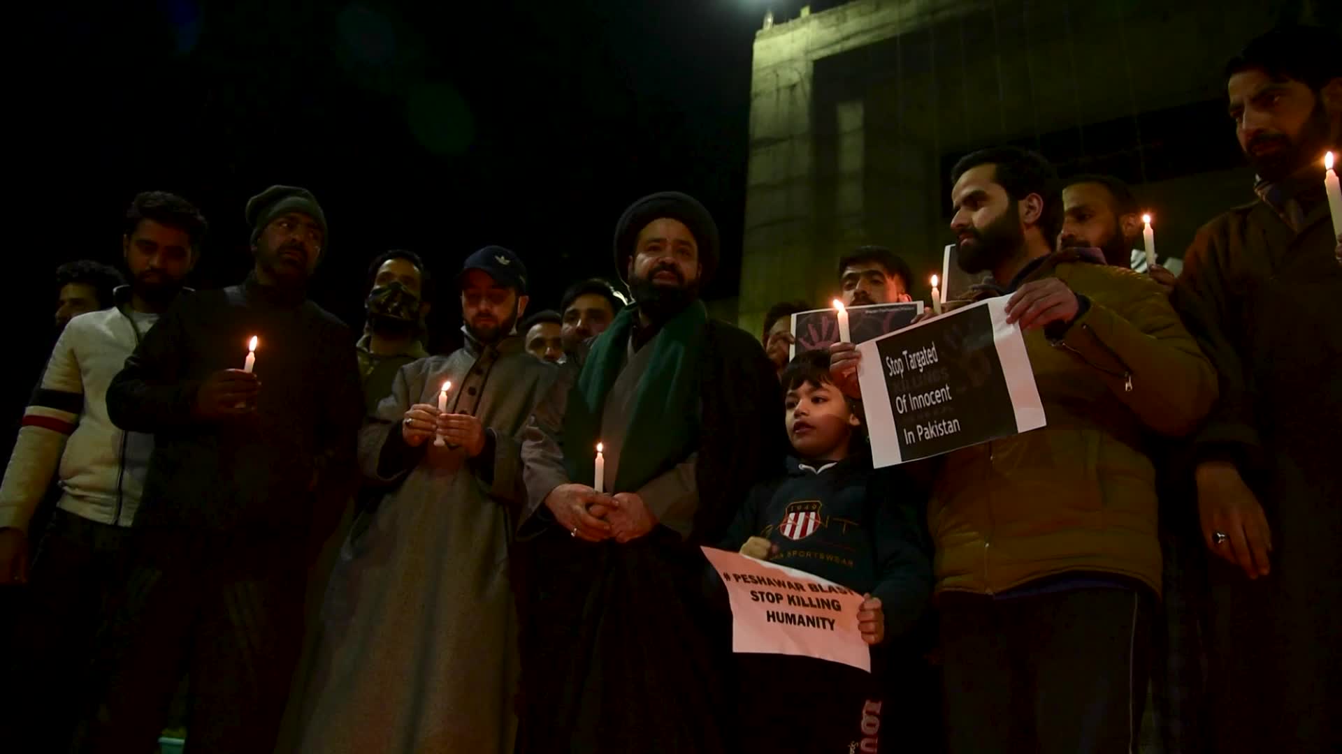 Candle light vigil in Solidarity of Shia Muslims killed in Peshawar Pakistan, in Srinagar Indian administered Kashmir.