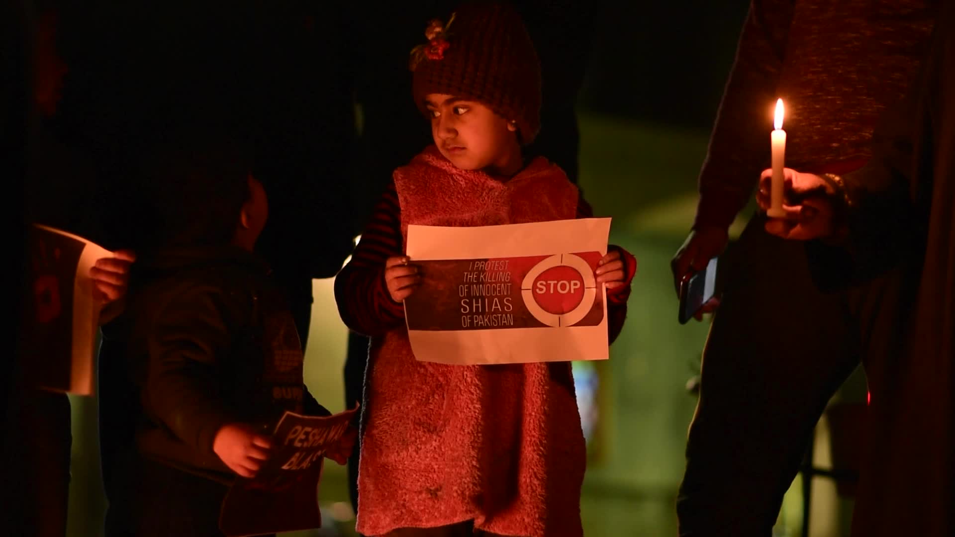 Candle light vigil in Solidarity of Shia Muslims killed in Peshawar Pakistan, in Srinagar Indian administered Kashmir.