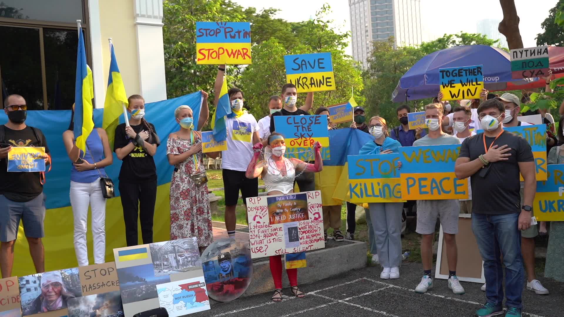 Protest Against Russian Invasion Of Ukraine In Bangkok