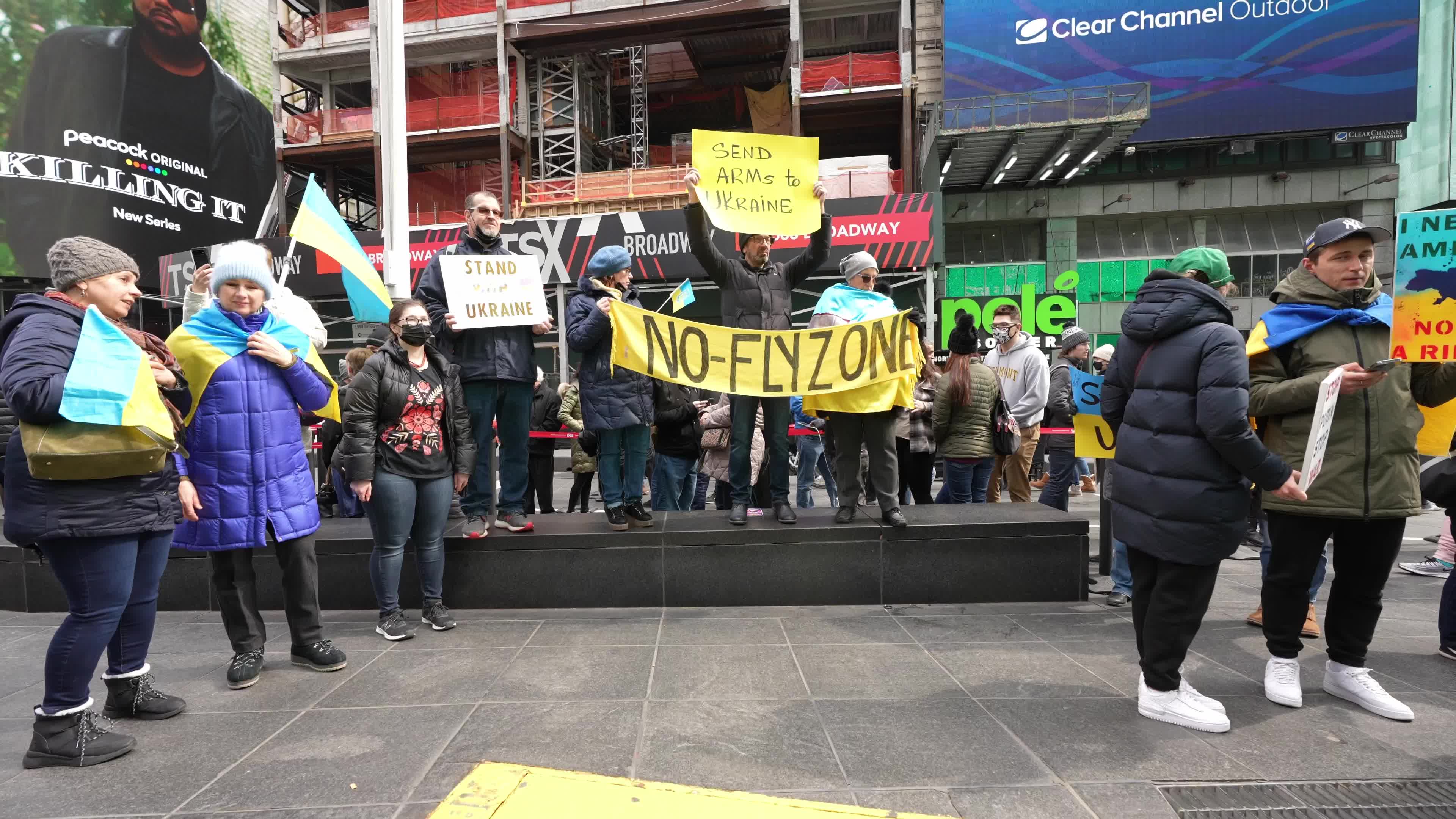 Rally In Support Of Ukraine Held In New York's Times Square