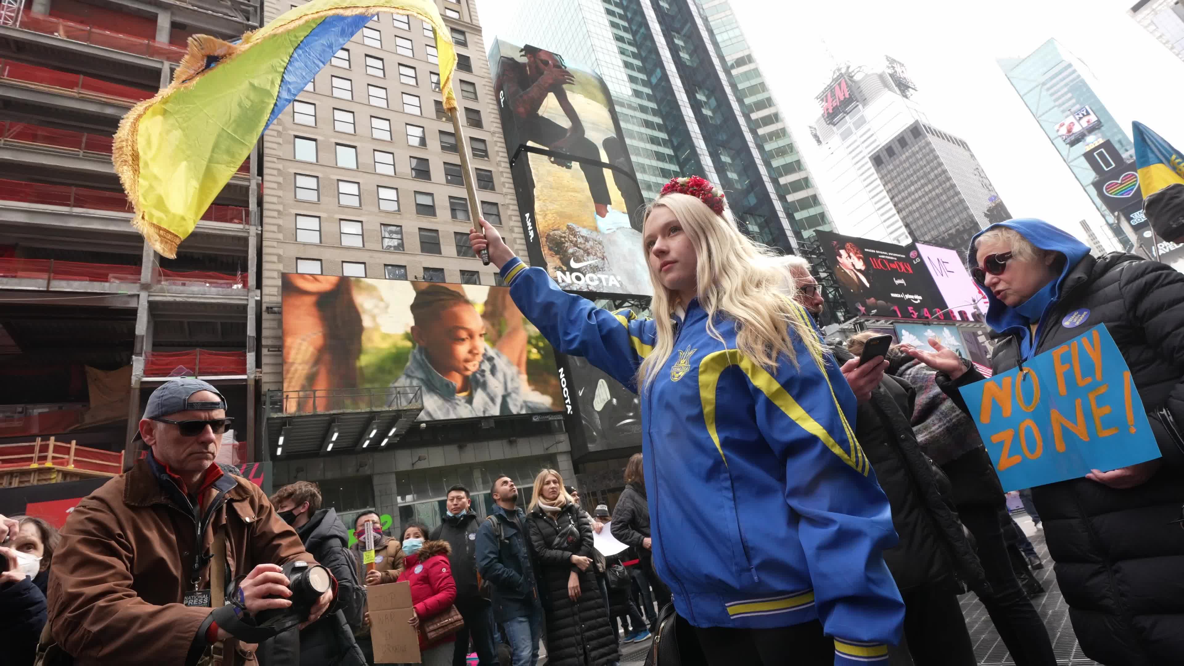 Rally In Support Of Ukraine Held In New York's Times Square