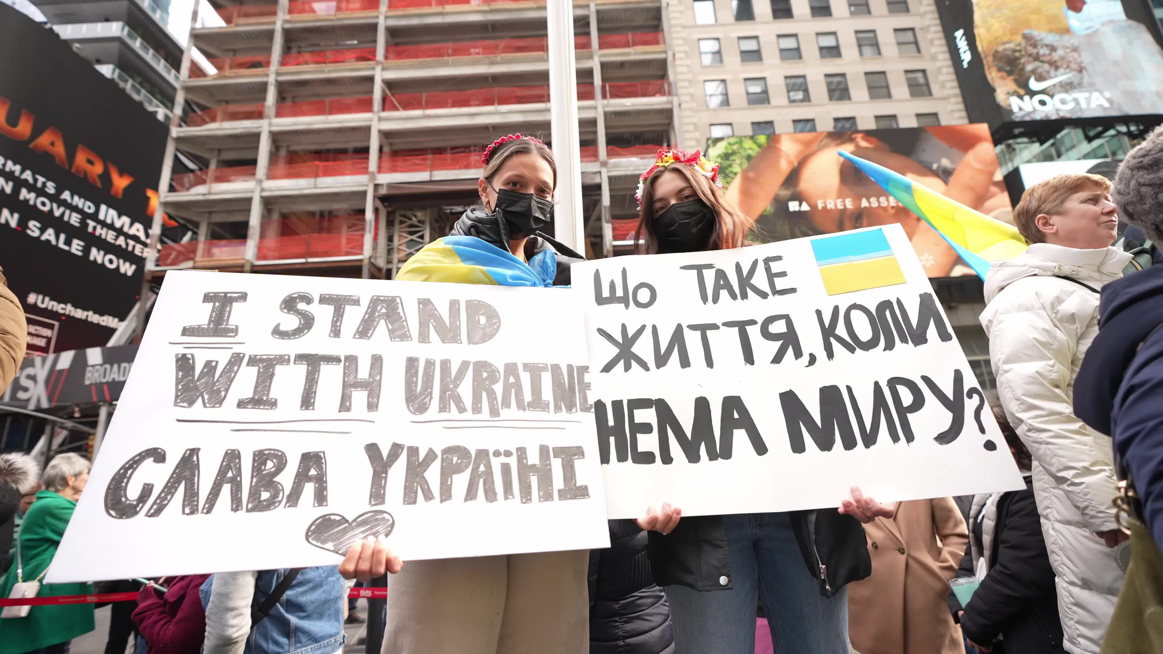 Rally In Support Of Ukraine Held In New York's Times Square