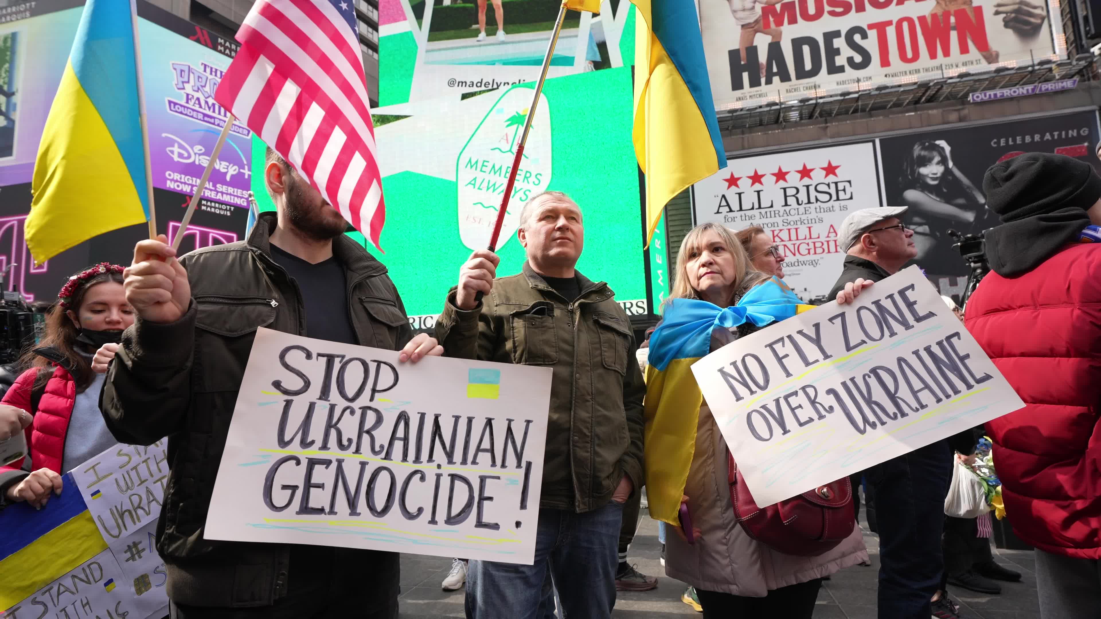 Rally In Support Of Ukraine Held In New York's Times Square