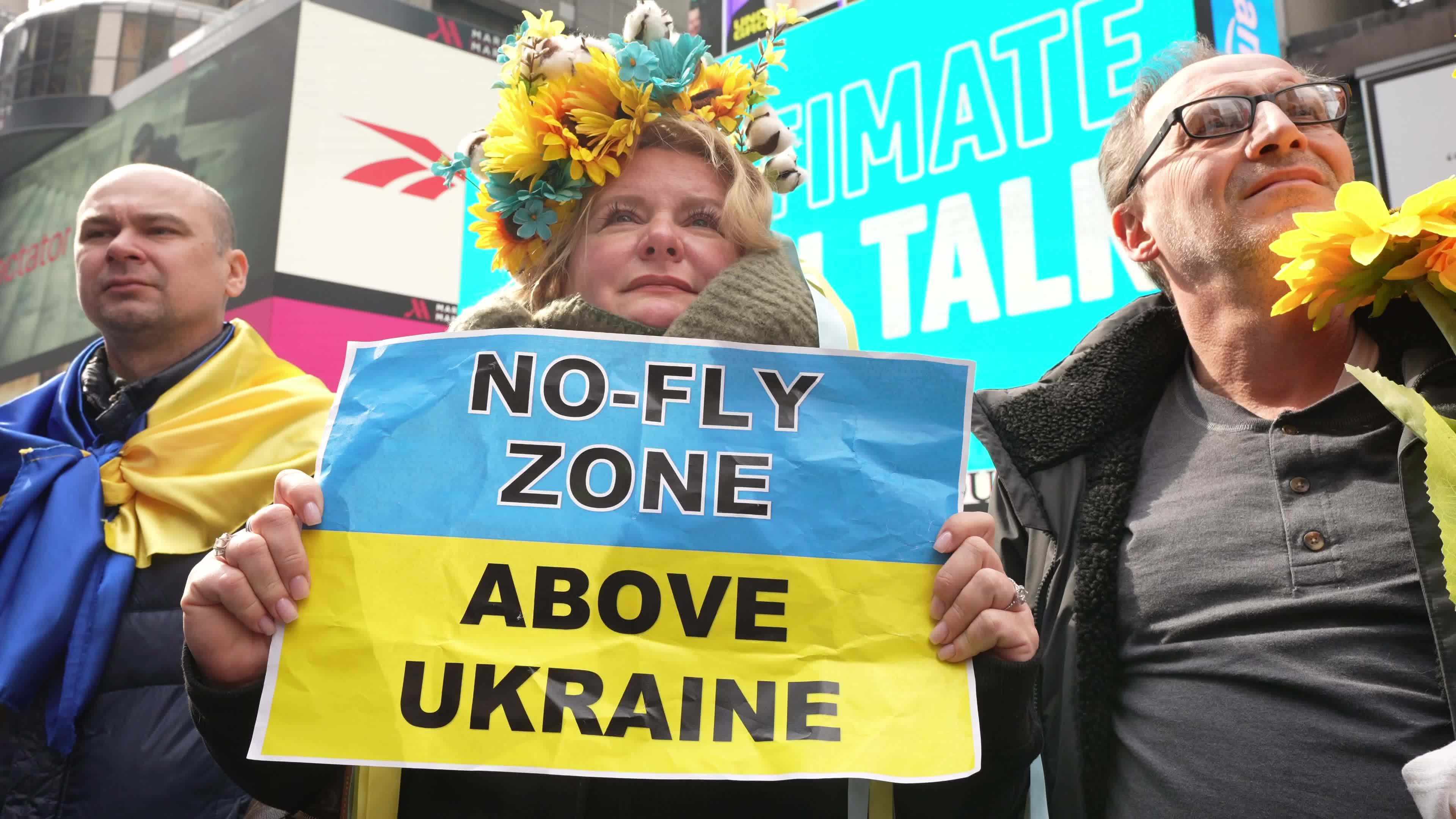 Rally In Support Of Ukraine Held In New York's Times Square