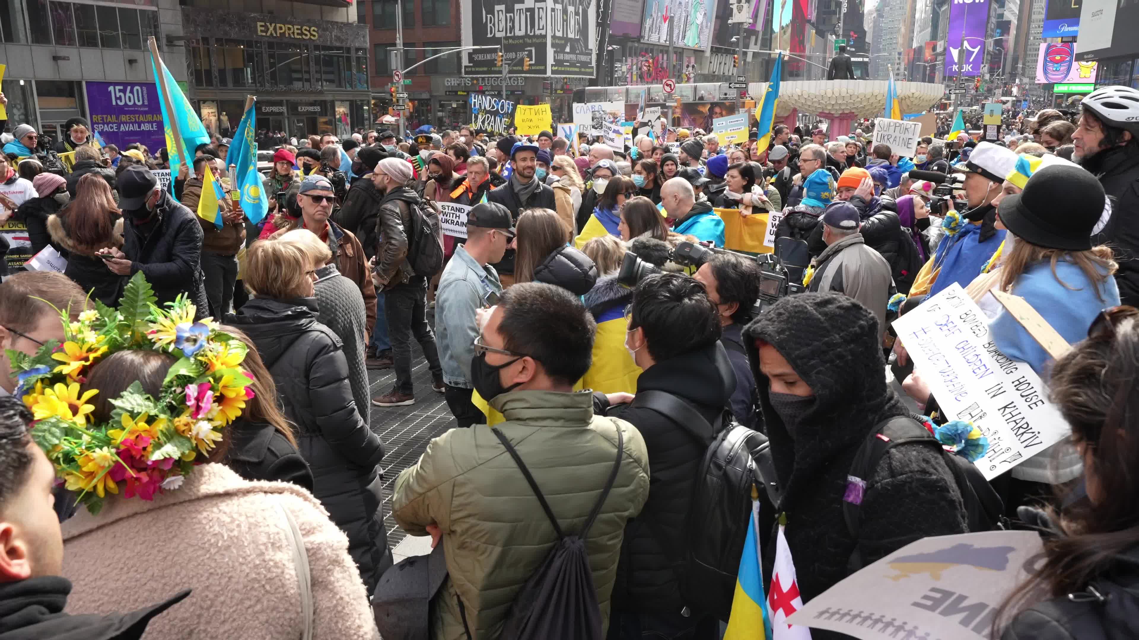 Rally In Support Of Ukraine Held In New York's Times Square