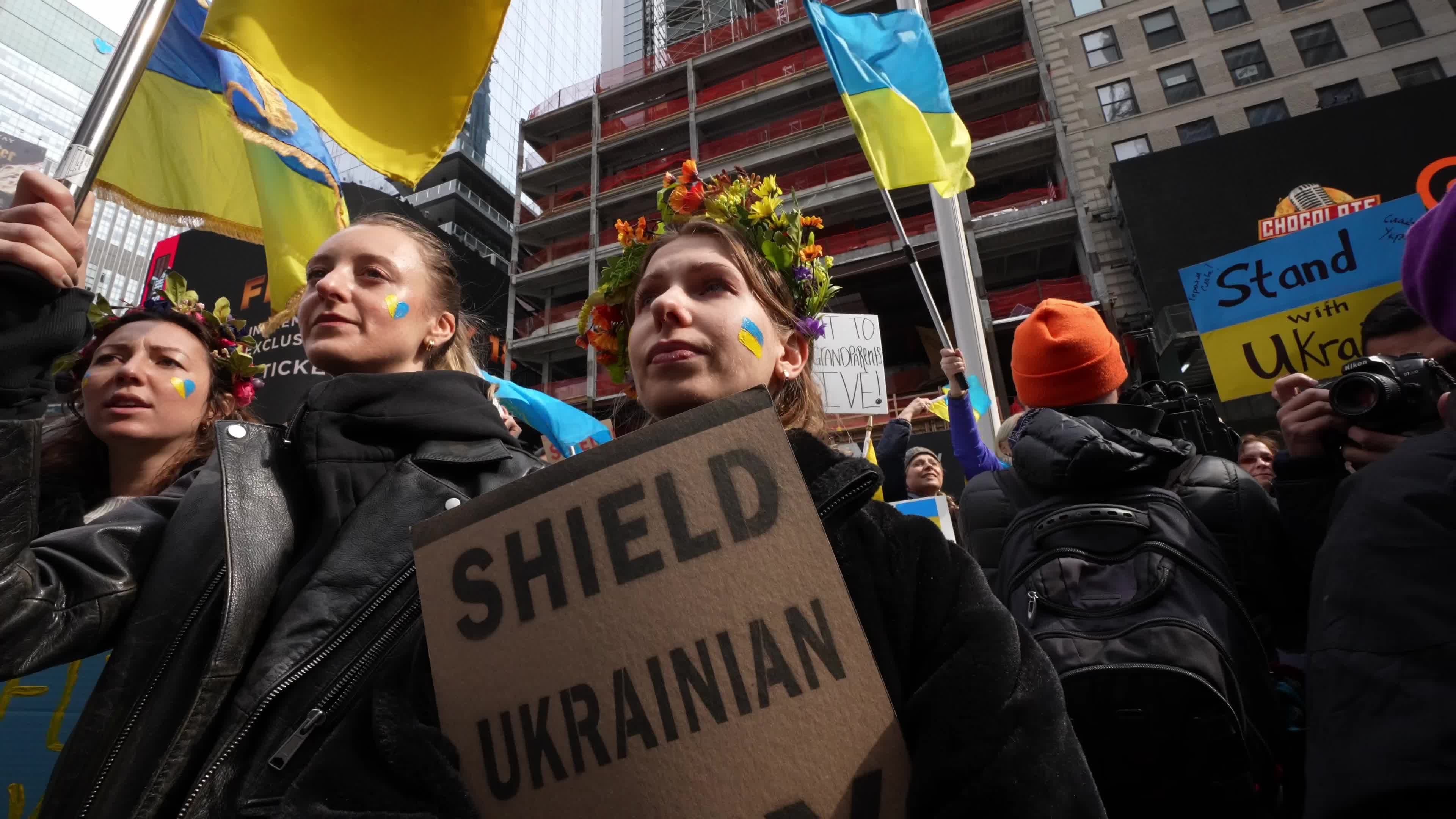 Rally In Support Of Ukraine Held In New York's Times Square