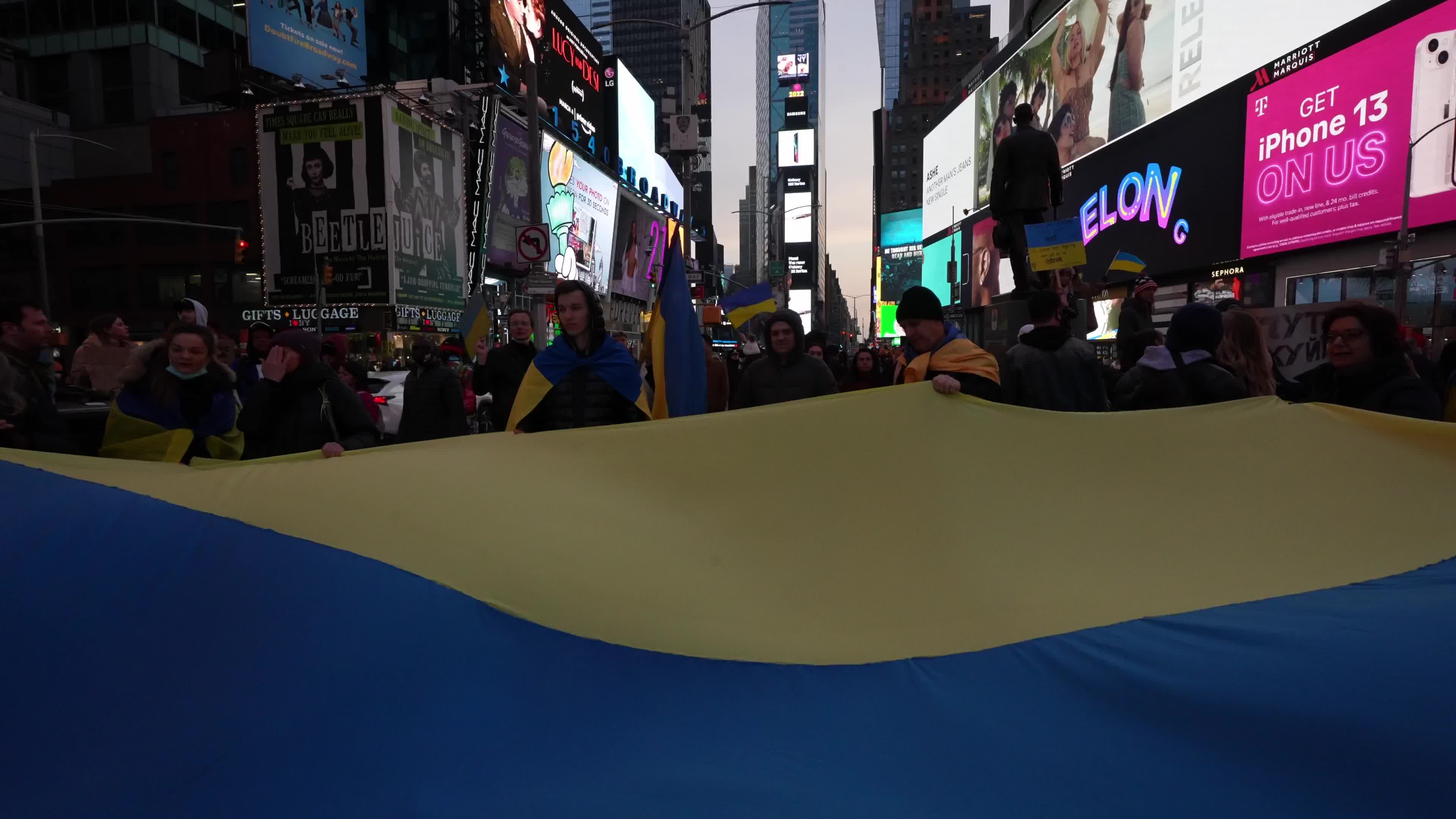Rally In Support Of Ukraine Held In New York's Times Square