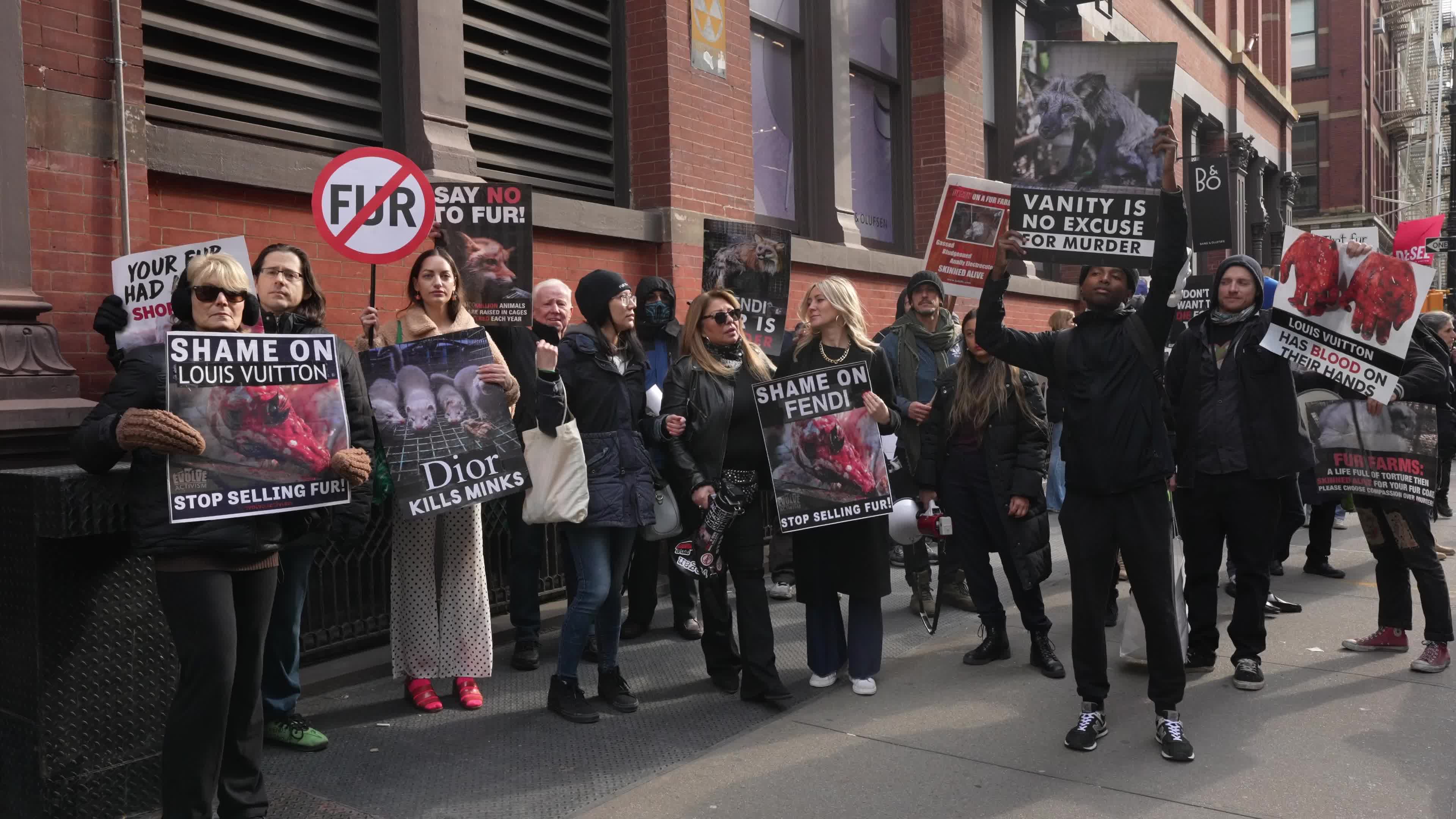Protest against the use of real animal skins in NYC