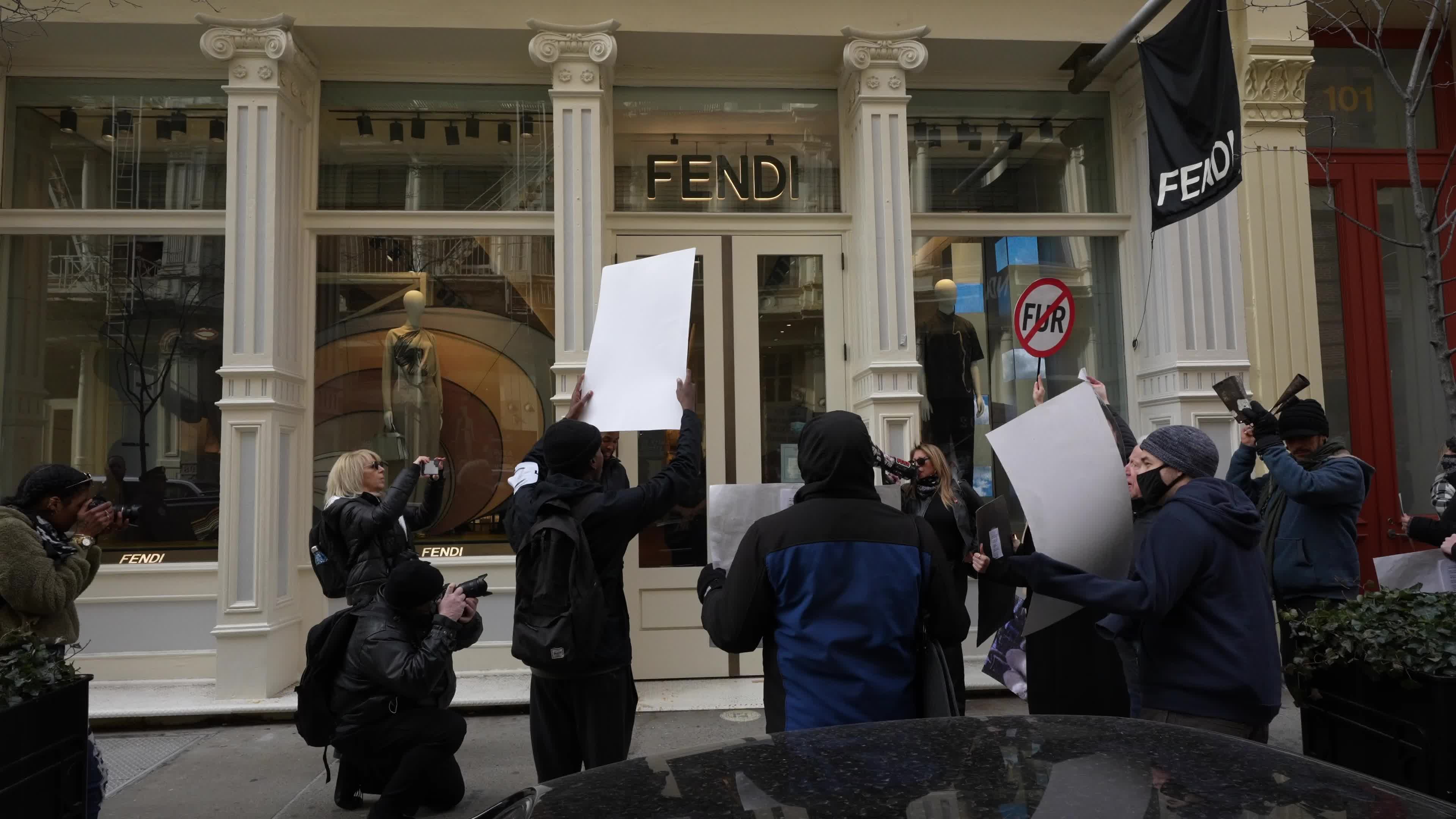 Protest against the use of real animal skins in NYC