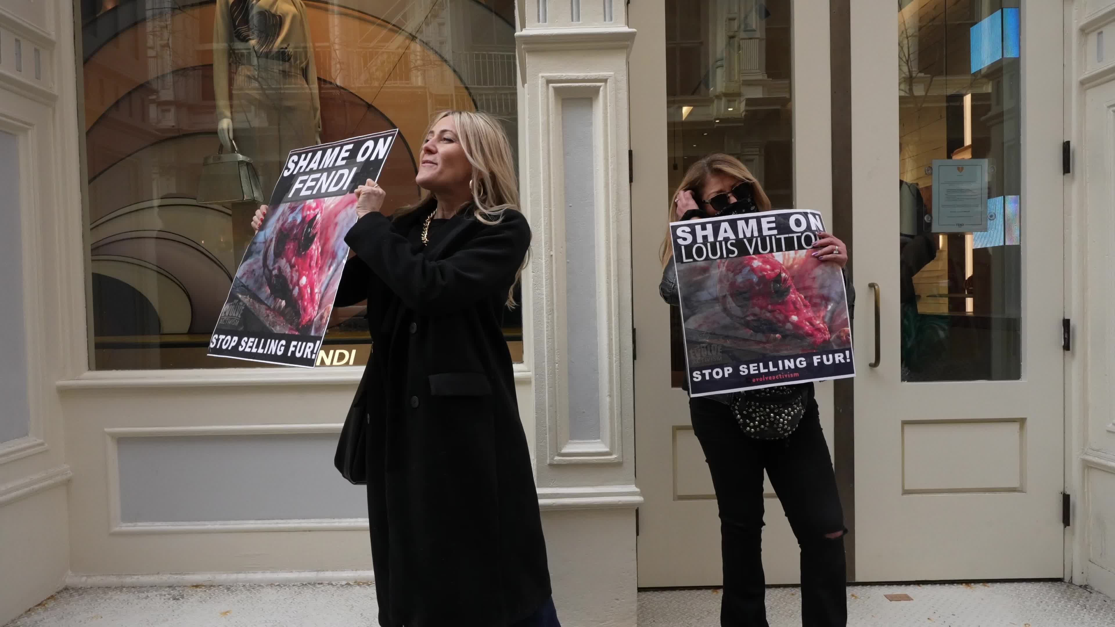 Protest against the use of real animal skins in NYC